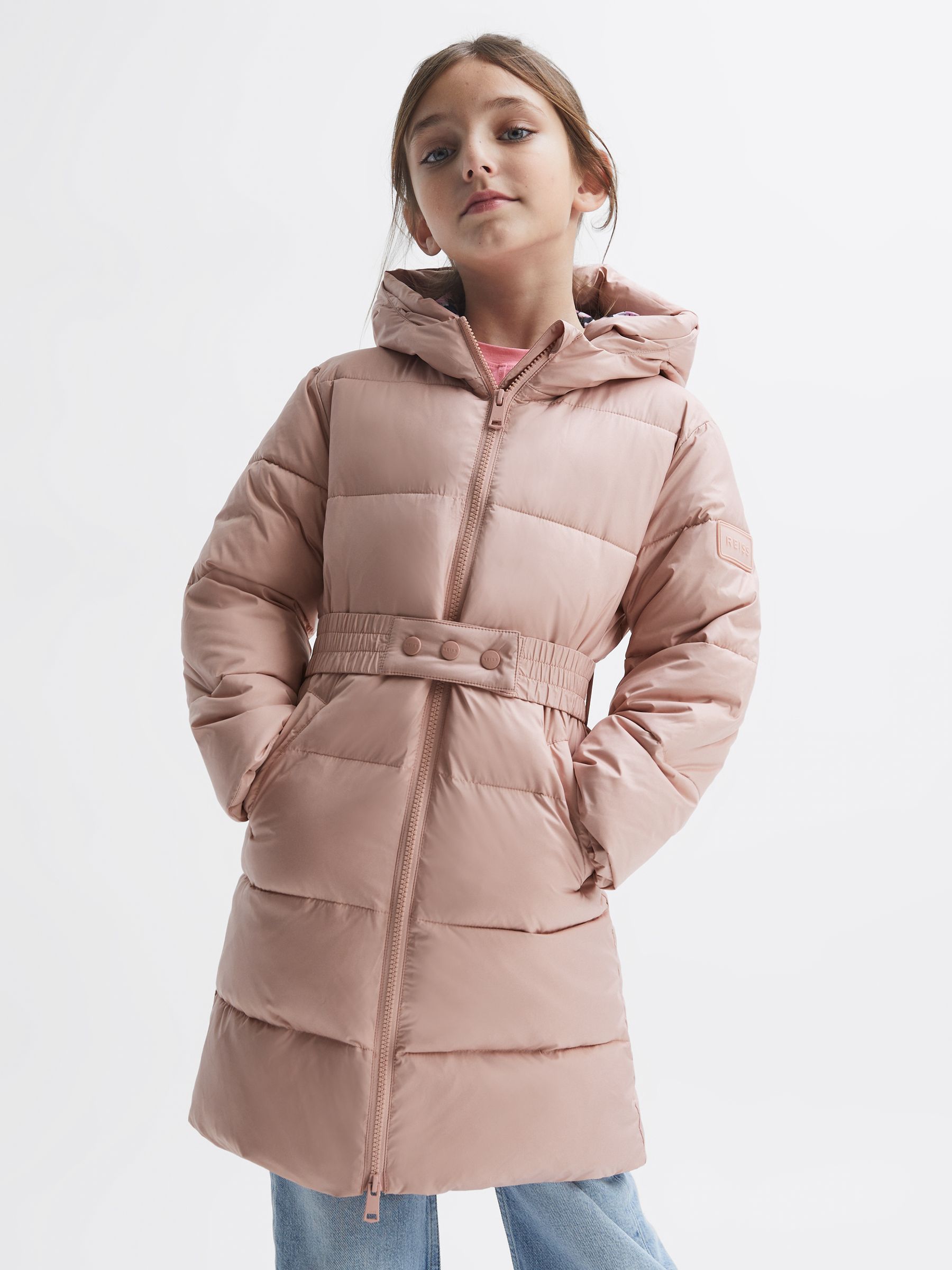 Senior Water Resistant Quilted Hooded Coat in Pink - Image 6 of 8
