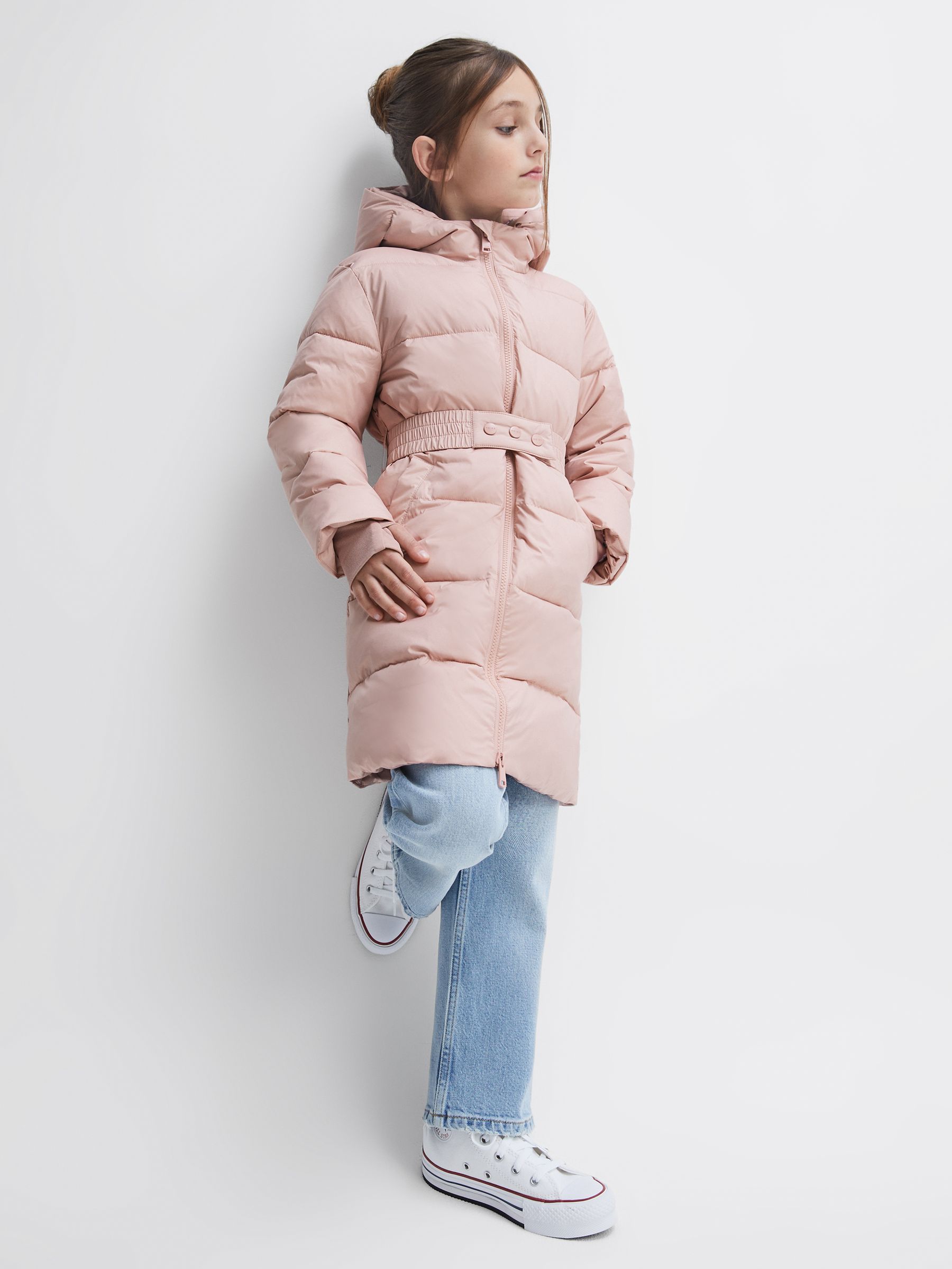 Senior Water Resistant Quilted Hooded Coat in Pink - Image 7 of 8