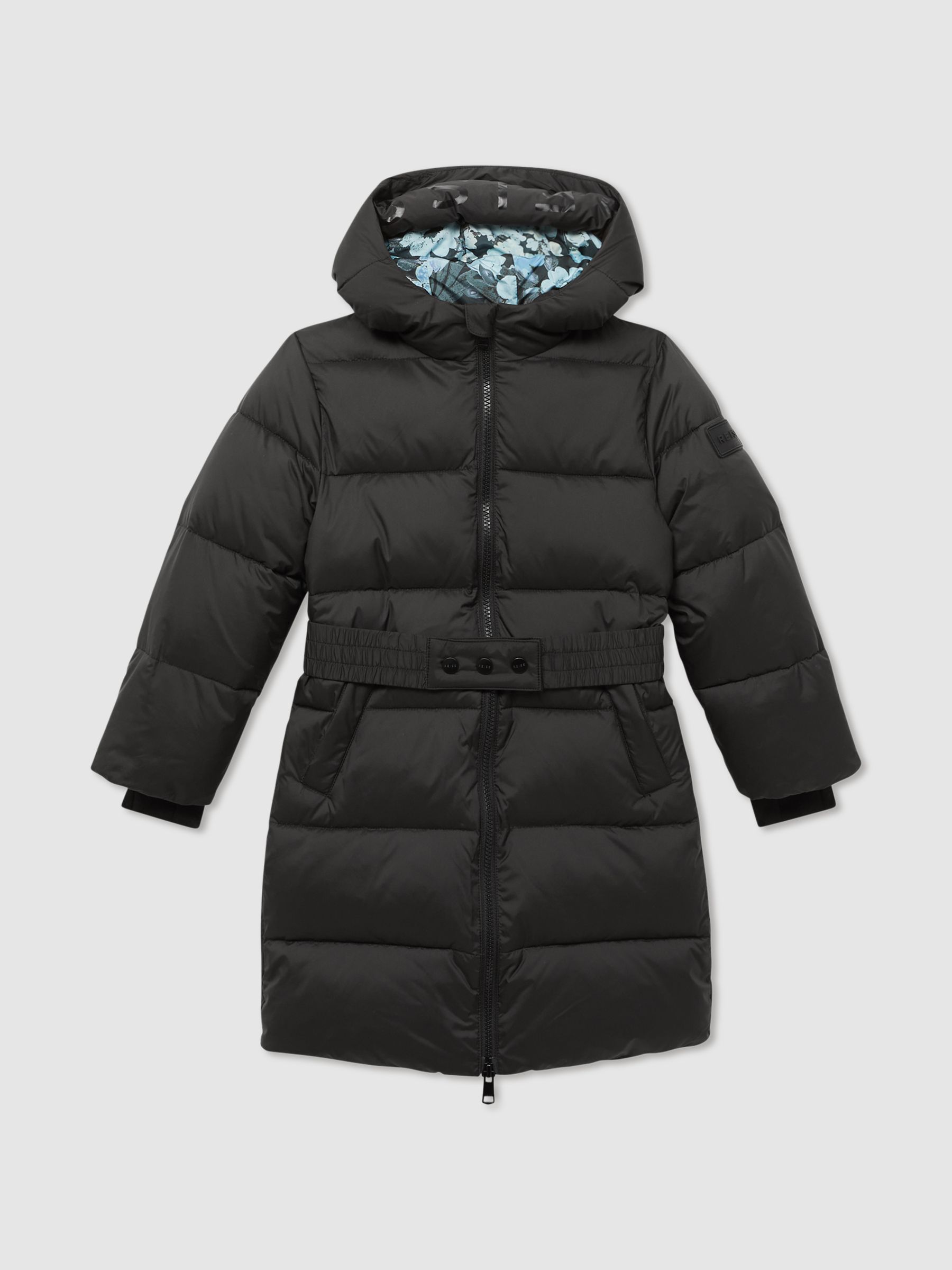 Senior Water Resistant Quilted Hooded Coat in Black - Image 2 of 7