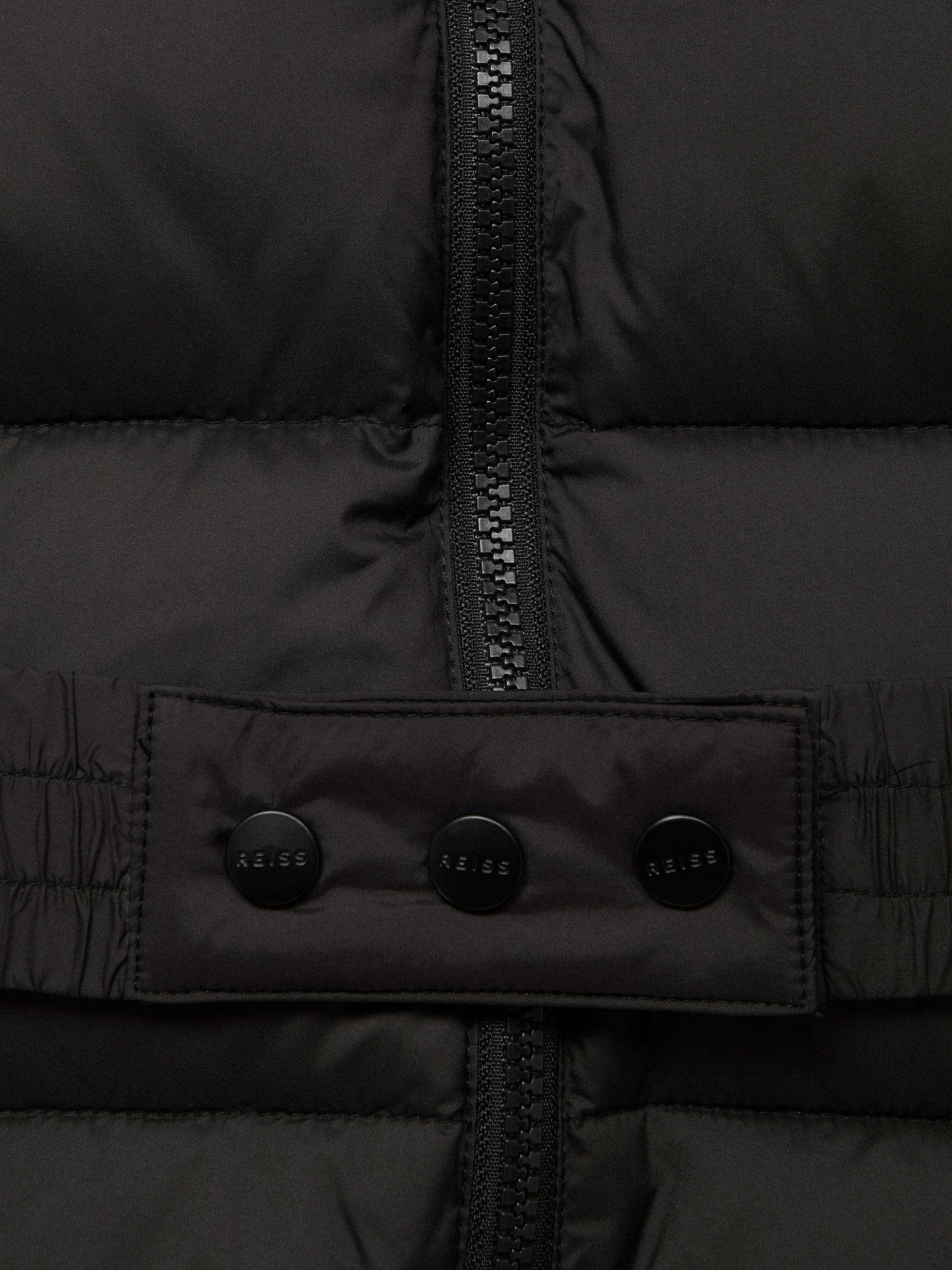 Senior Water Resistant Quilted Hooded Coat in Black - Image 4 of 7