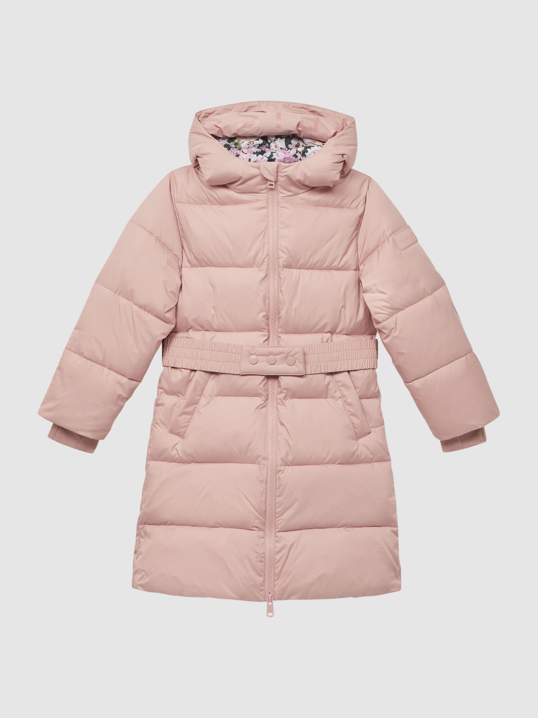 9-13 yrs Water Resistant Quilted Hooded Coat in Pink - Image 2 of 7