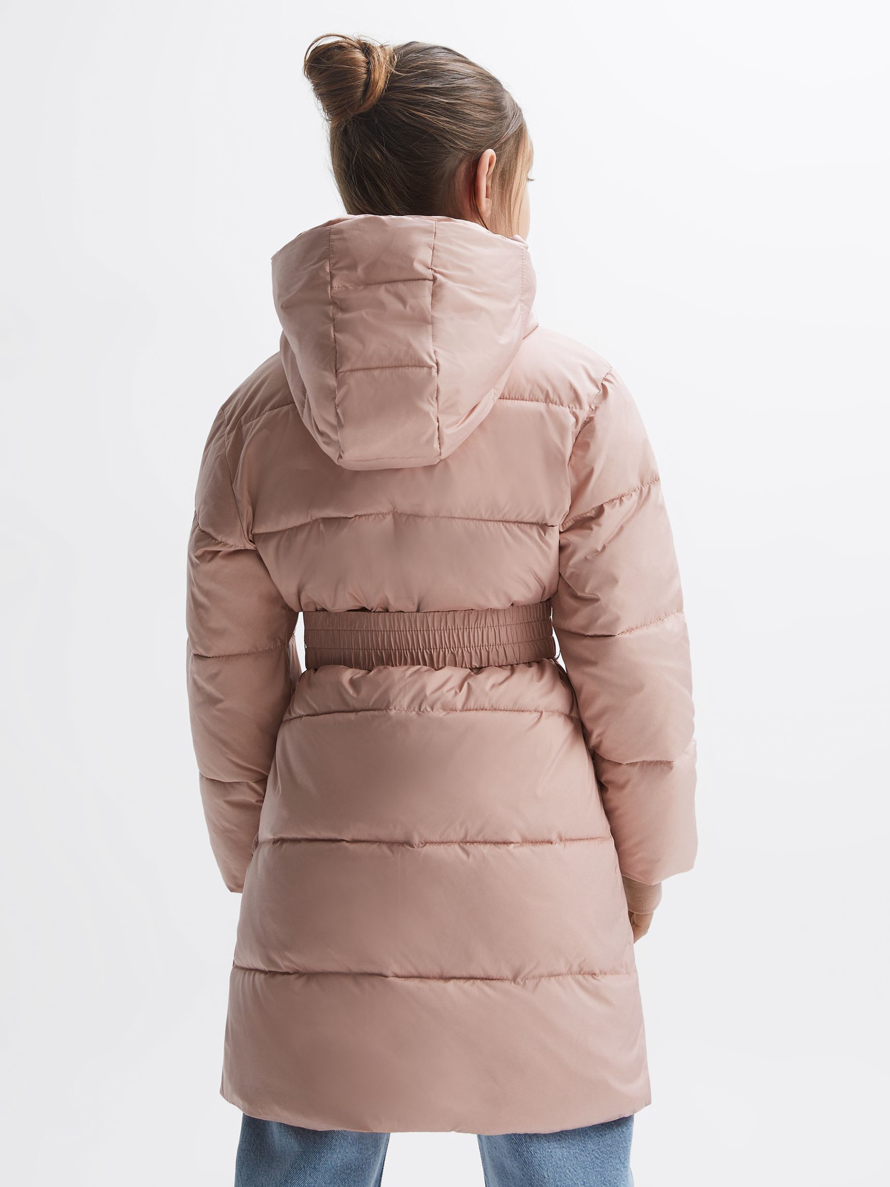 9-13 yrs Water Resistant Quilted Hooded Coat in Pink - Image 5 of 7