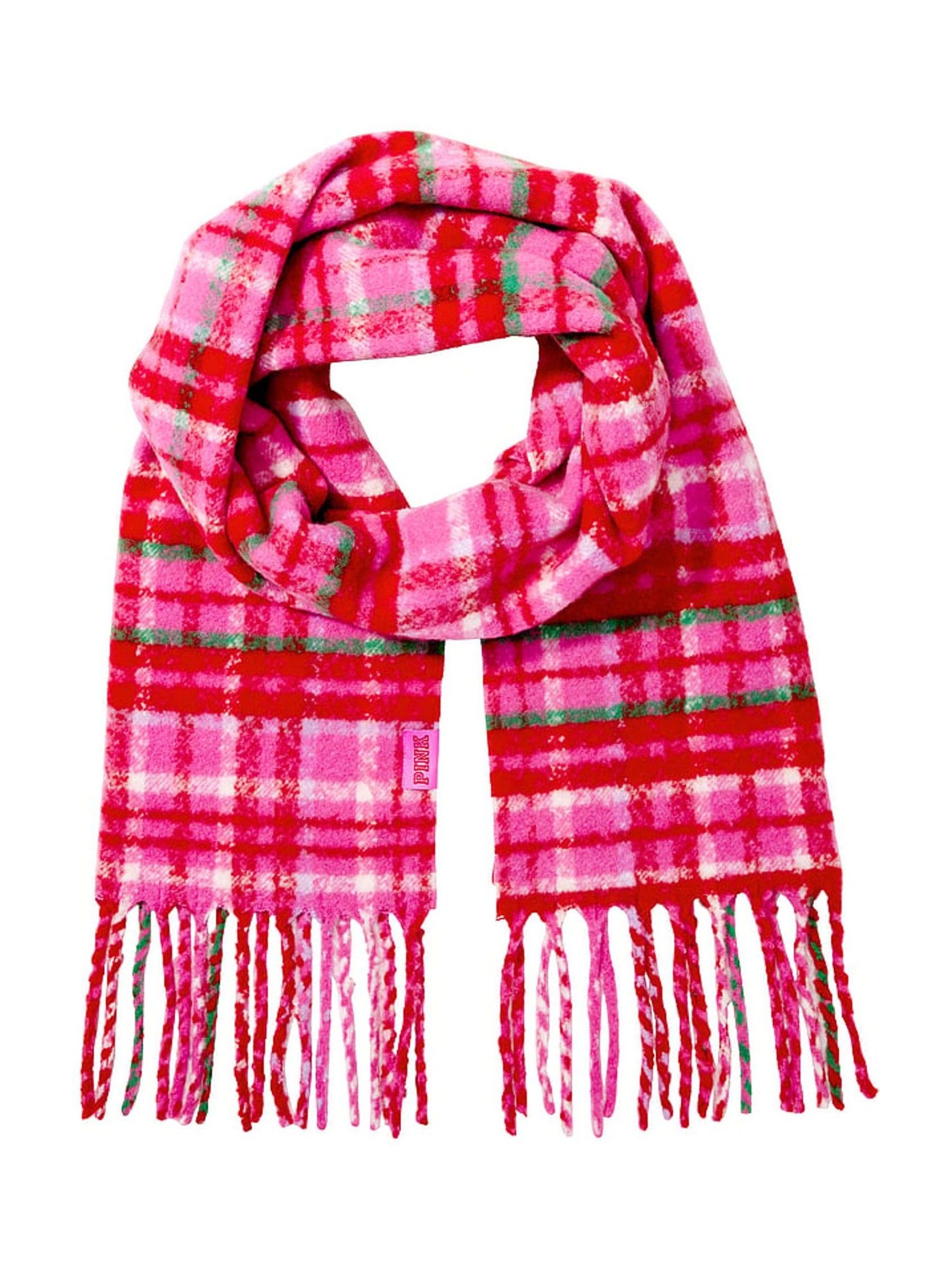 Pink Tartan Blanket Scarf - Image 2 of 2