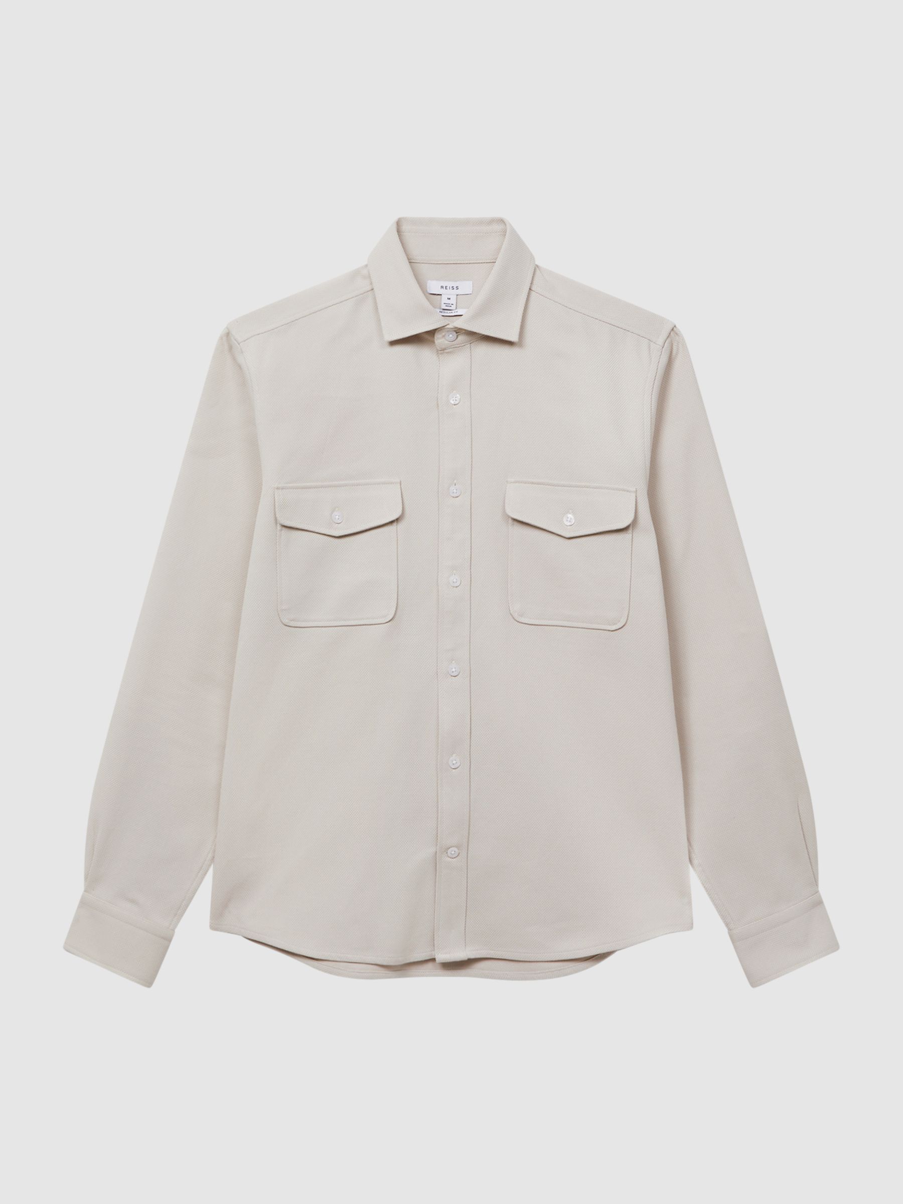 Cotton Canvas Overshirt in Stone - Image 2 of 6 Cotton Canvas Overshirt in Stone - Image 2 of 6