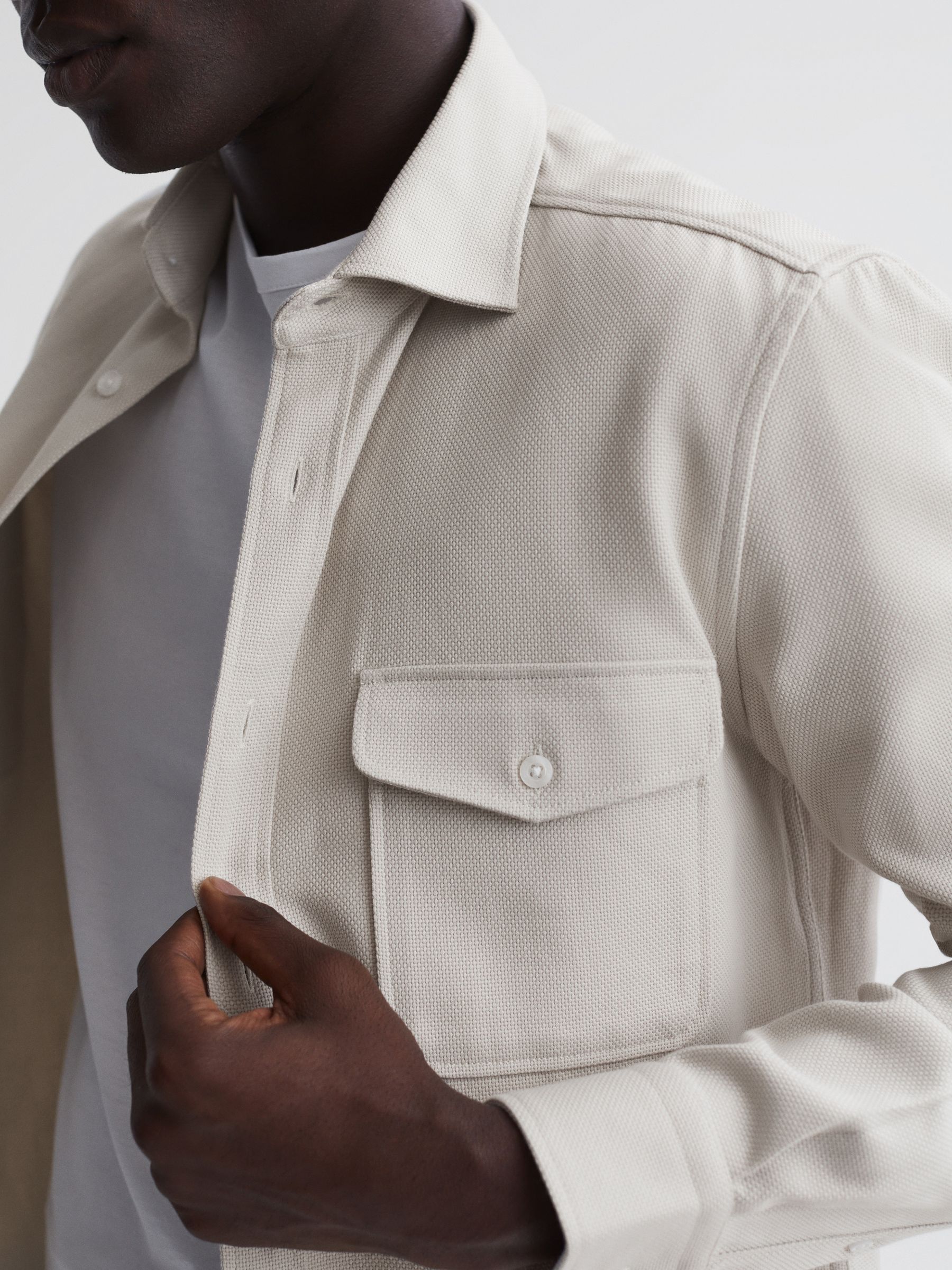 Cotton Canvas Overshirt in Stone - Image 4 of 6