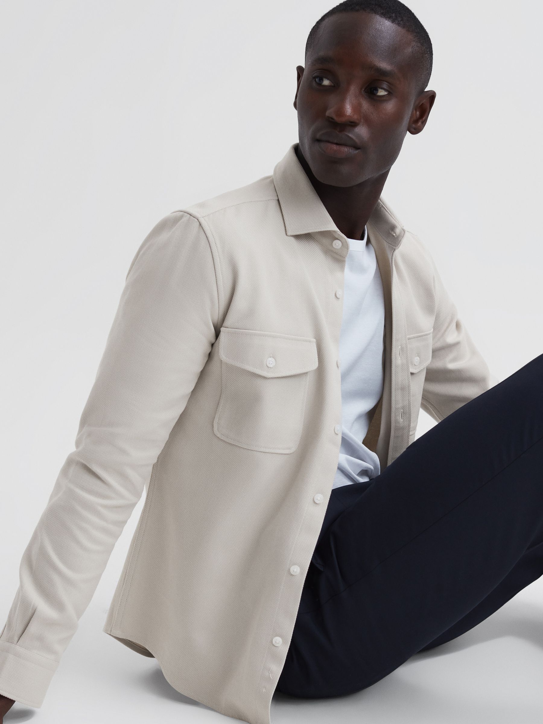 Cotton Canvas Overshirt in Stone - Image 6 of 6