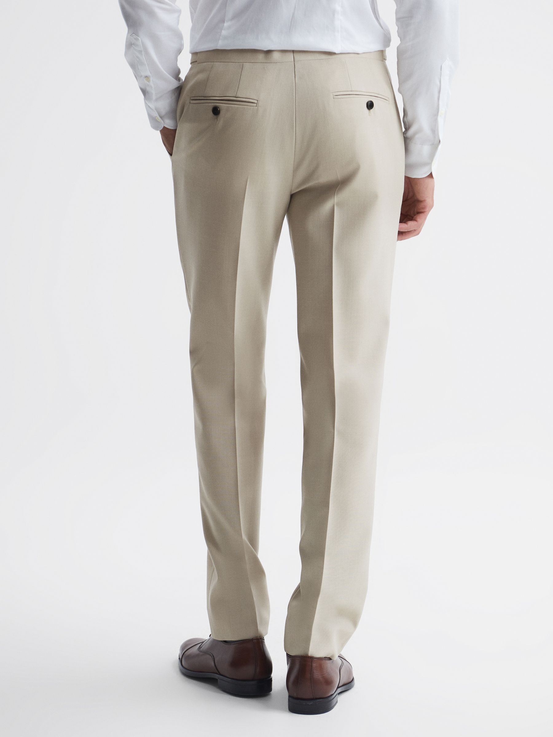 Modern Fit Wool Trousers in Stone - Image 5 of 5