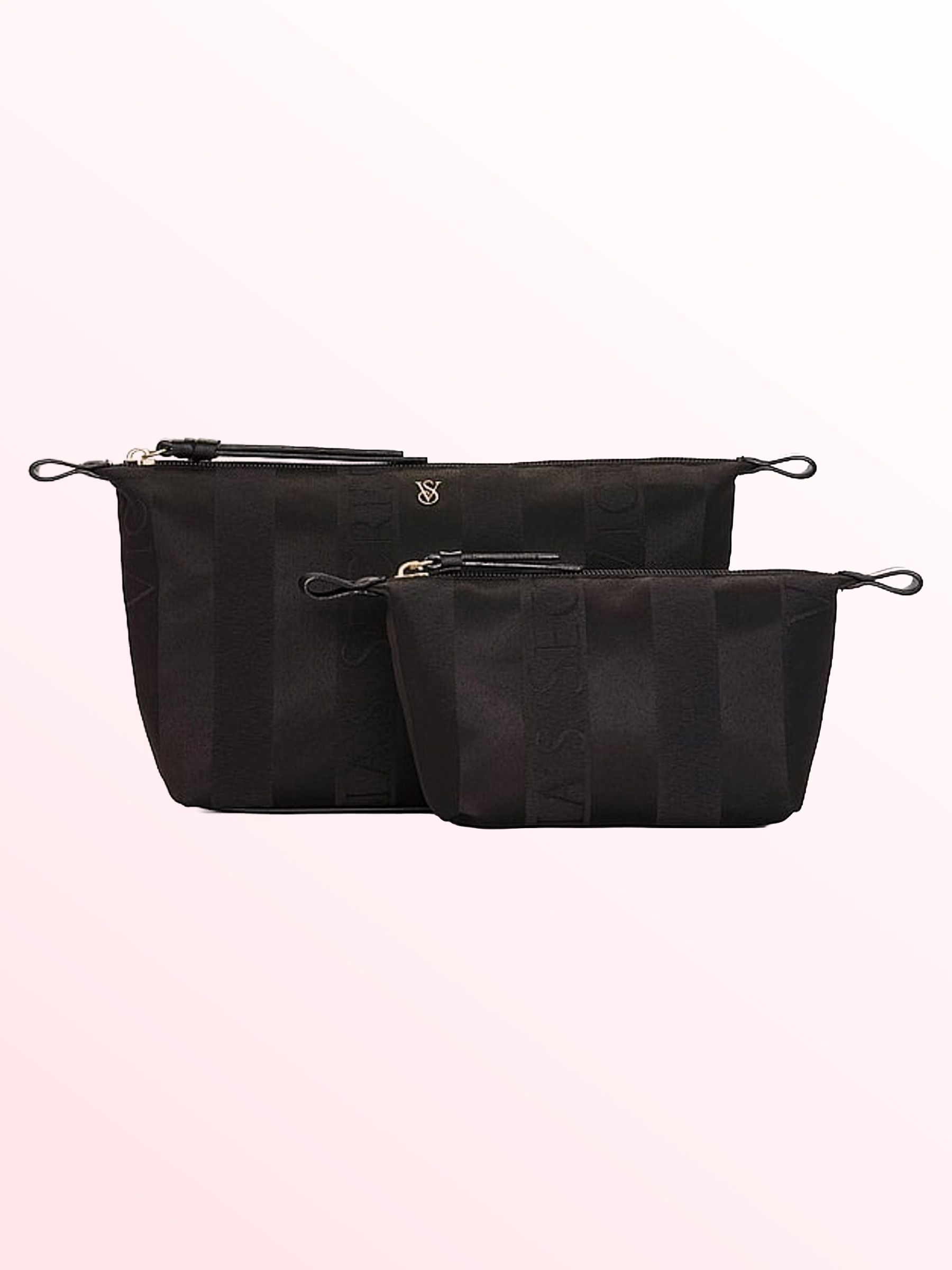 Black Stripe Makeup Bag 2 Piece - Image 1 of 3