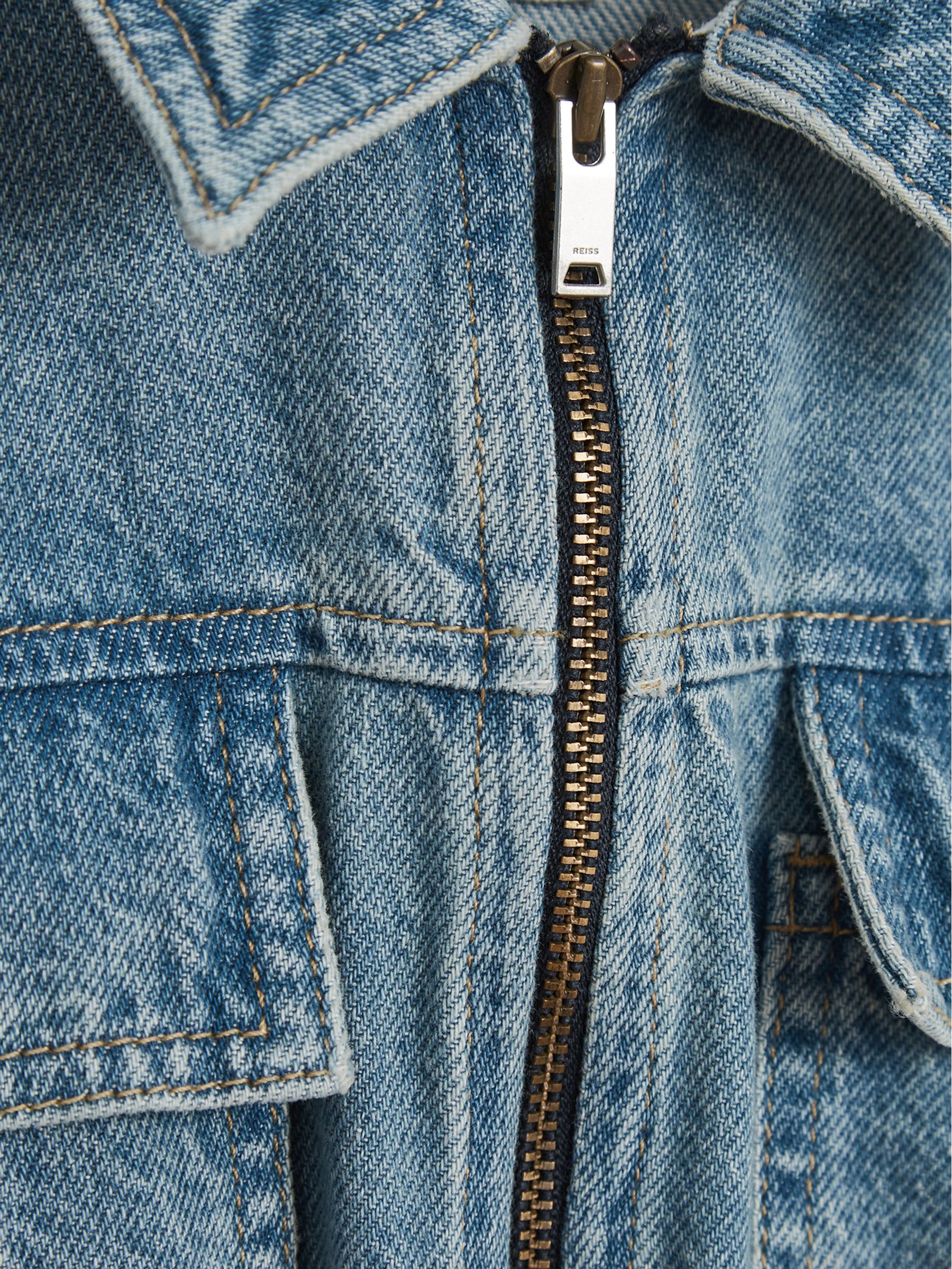 Denim Playsuit in Mid Blue - Image 6 of 6