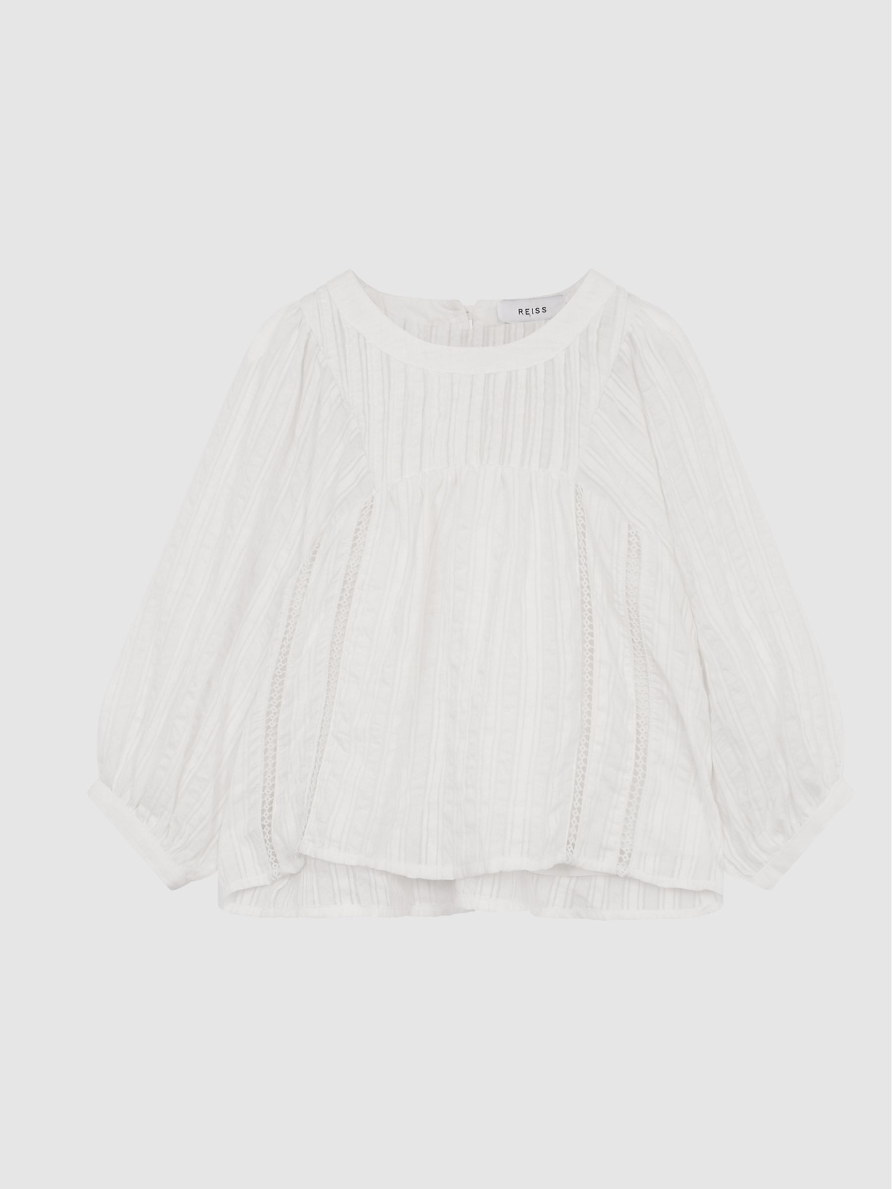 Ladder Interest Blouse in White - Image 2 of 5