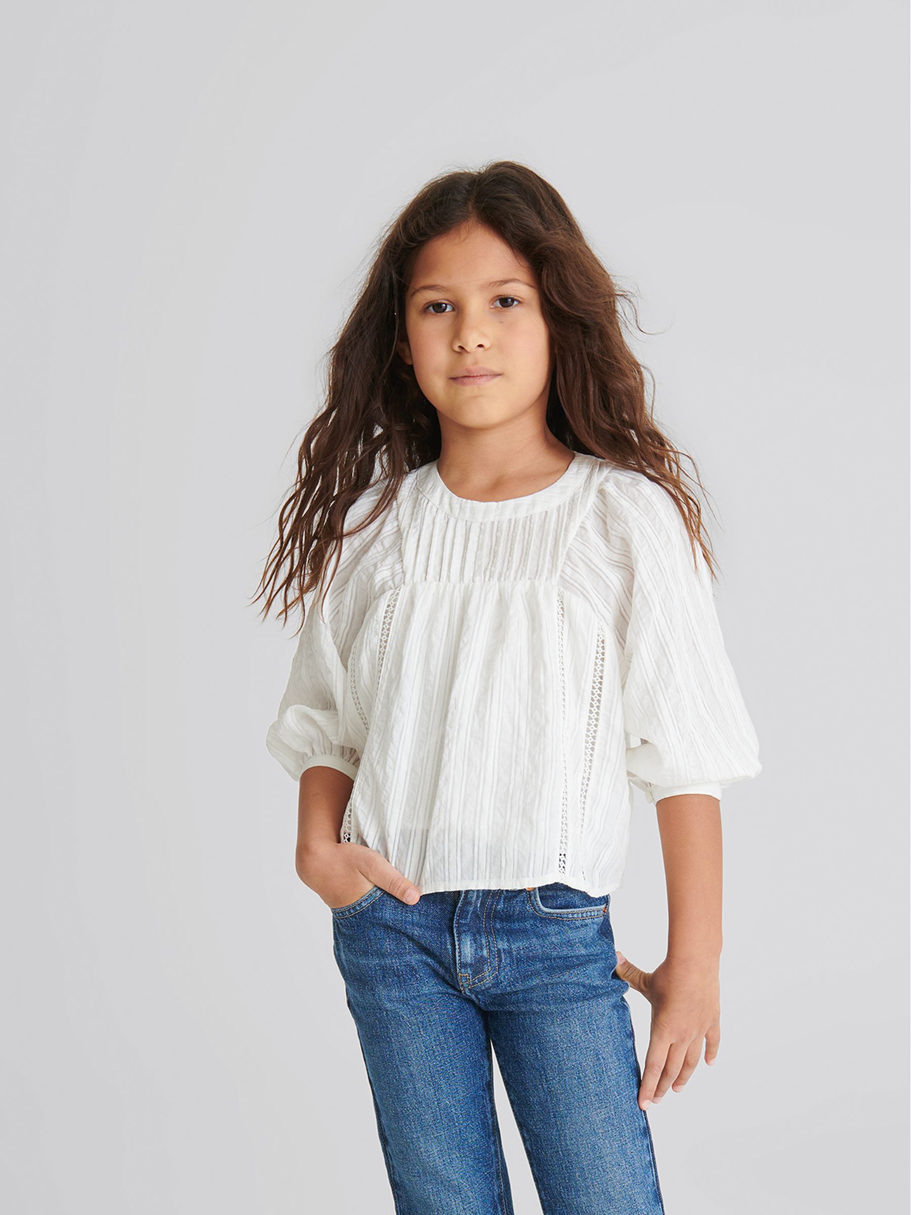 Ladder Interest Blouse in White - Image 3 of 5