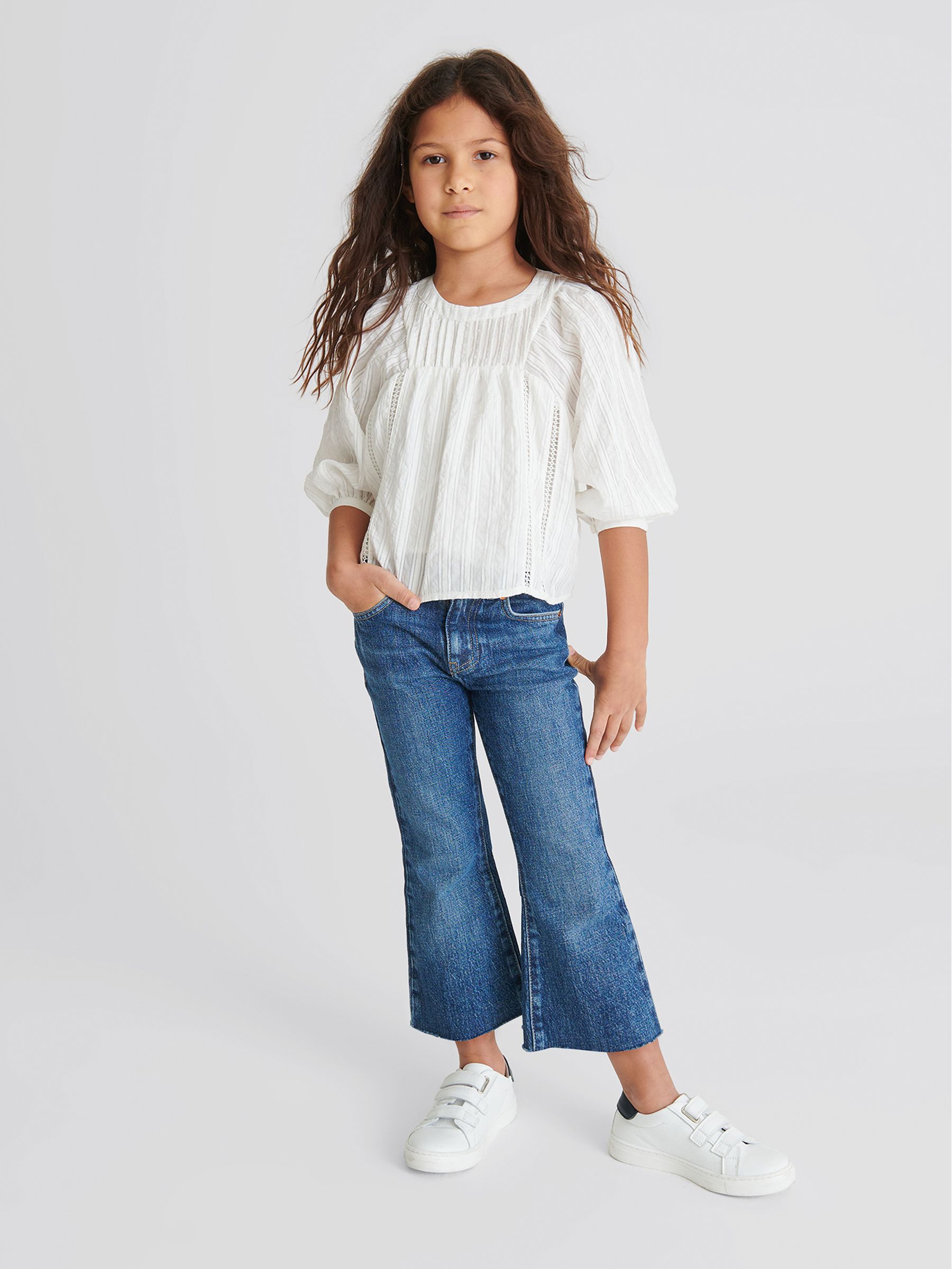 Ladder Interest Blouse in White - Image 4 of 5