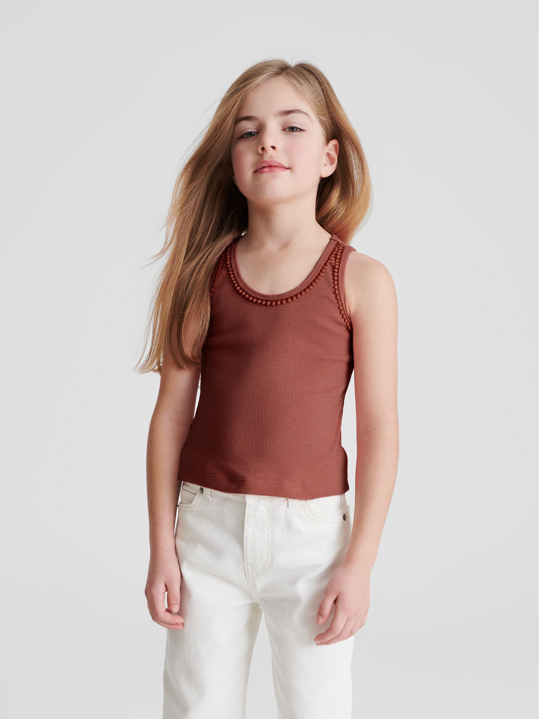 Trim Detail Vest in Rust - Image 1 of 6