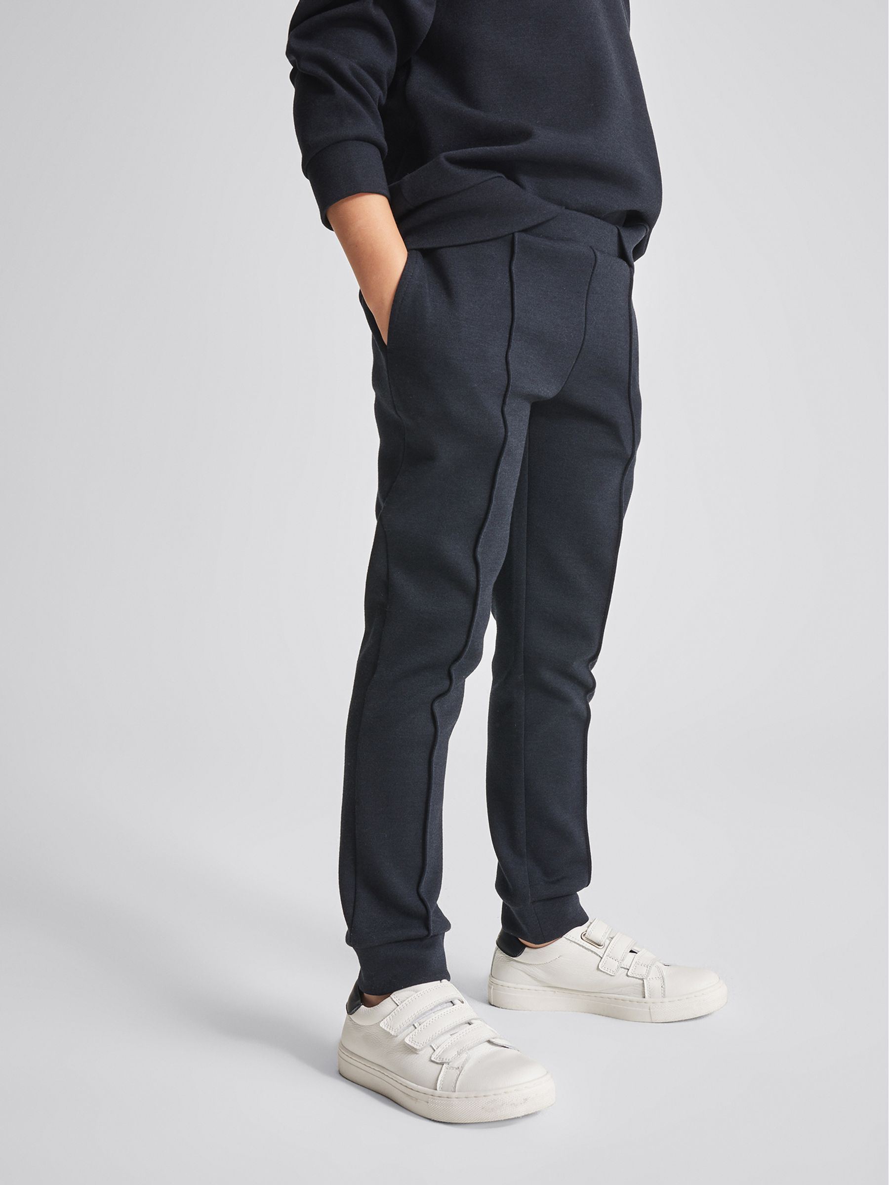 Drawcord Waist Jersey Joggers in Navy - Image 3 of 7