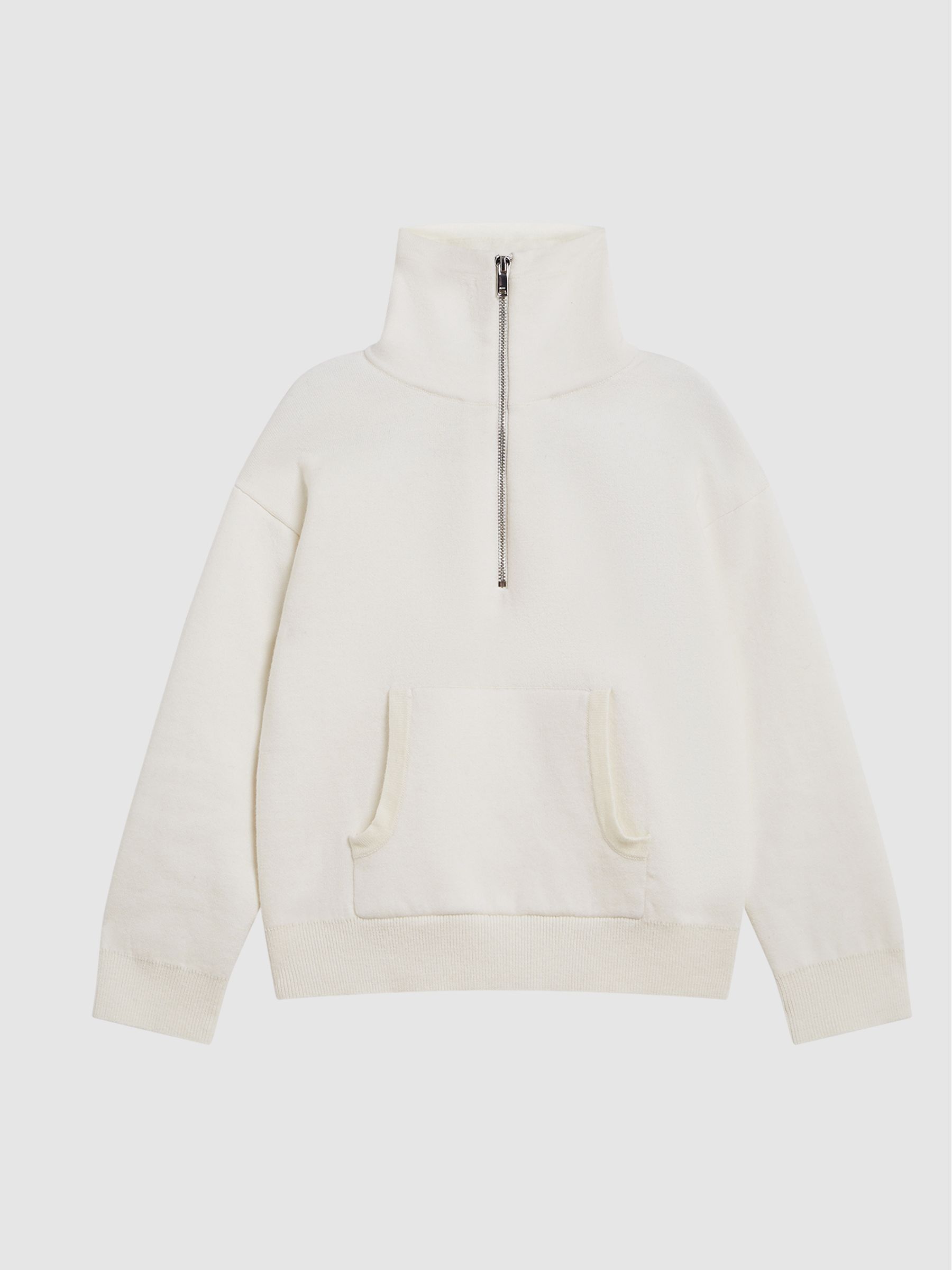 Funnel Neck Half Zip Jumper in Ecru - Image 2 of 6