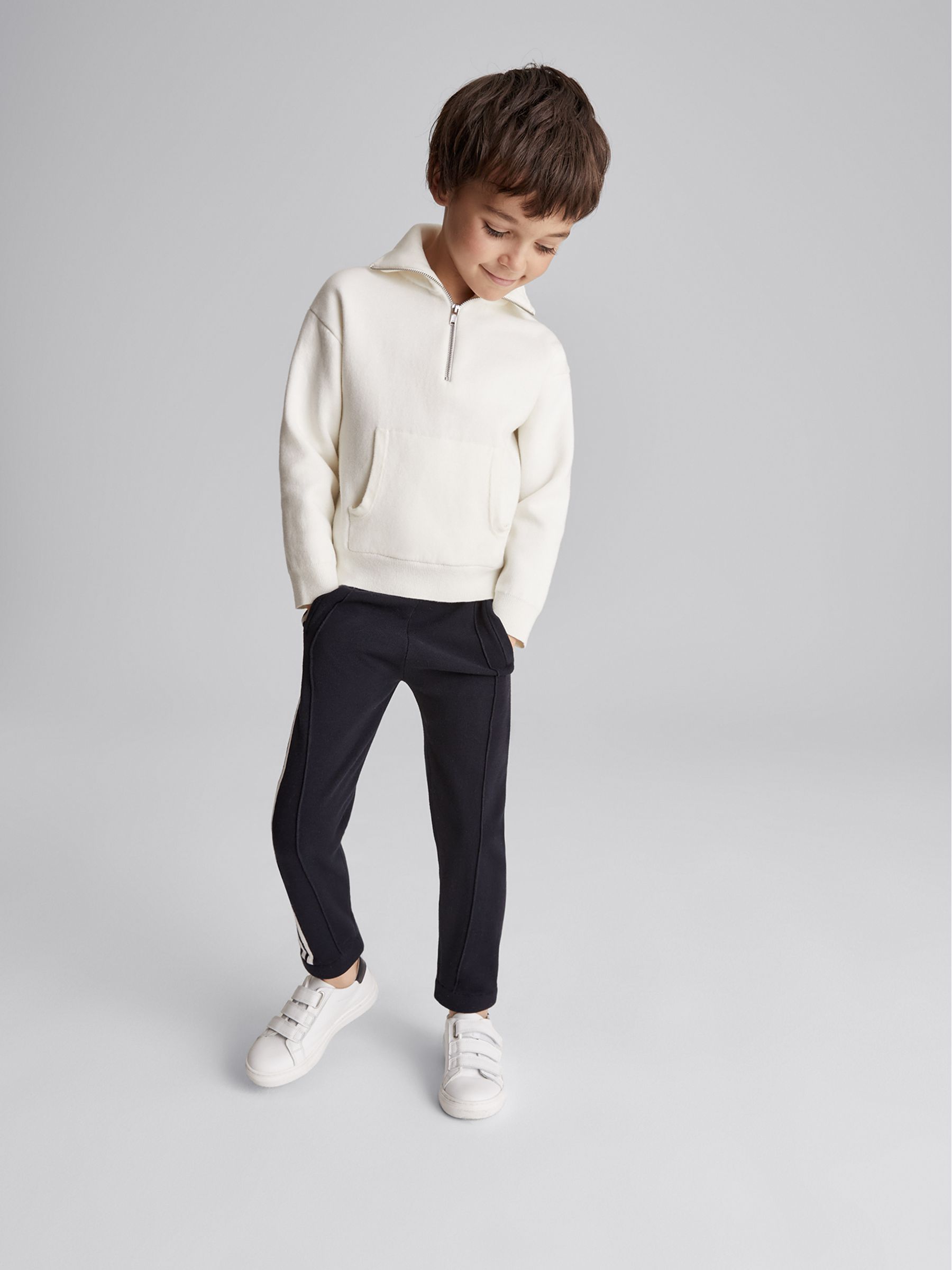 Funnel Neck Half Zip Jumper in Ecru - Image 3 of 6