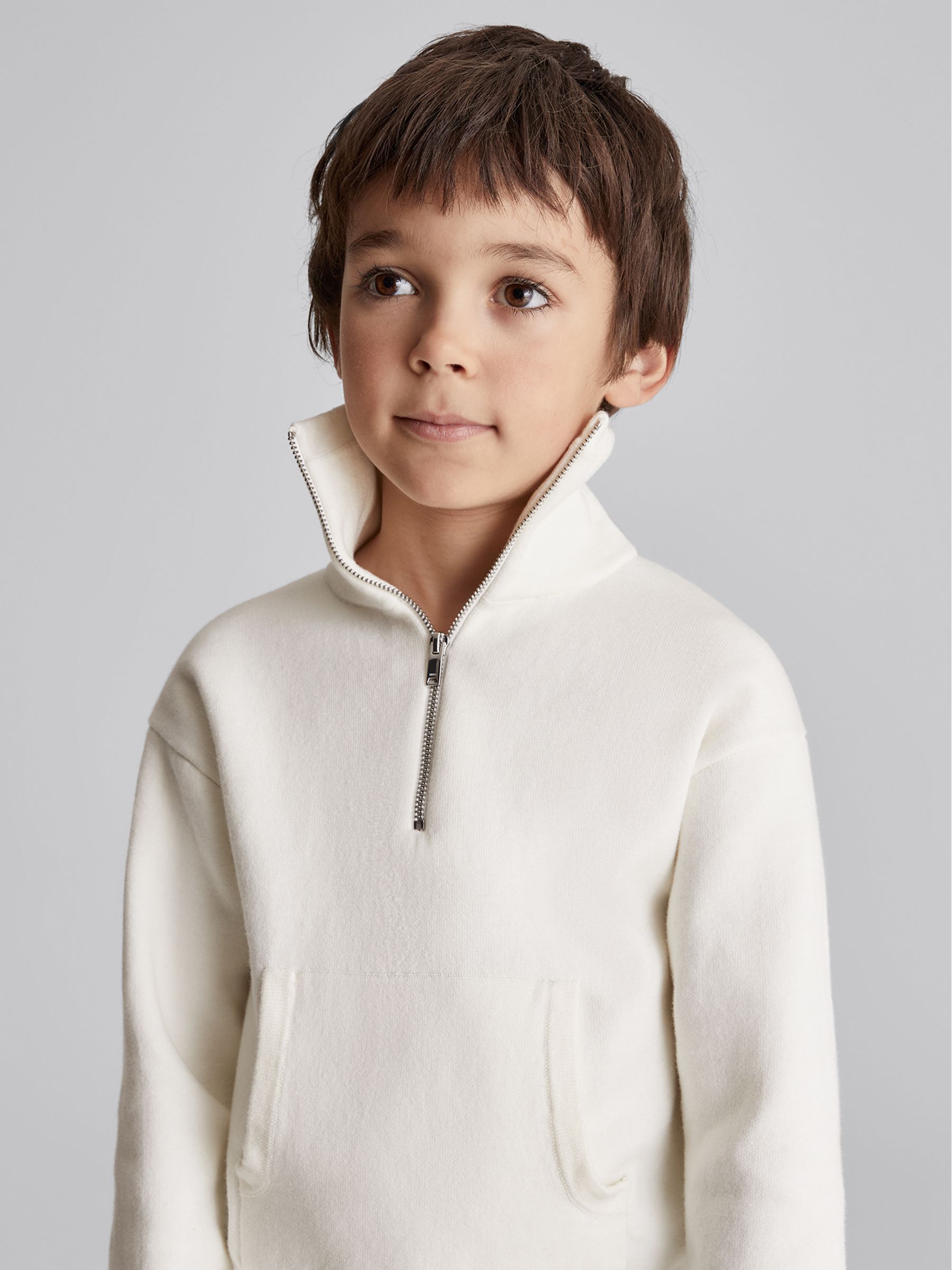 Funnel Neck Half Zip Jumper in Ecru - Image 4 of 6