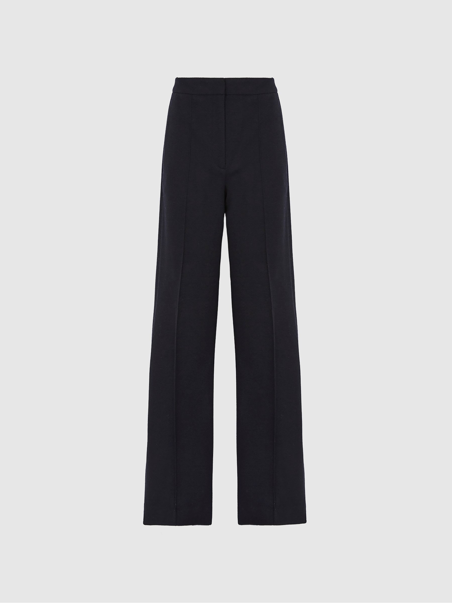Wool Blend Wide Leg Suit Trousers in Navy - Image 2 of 6