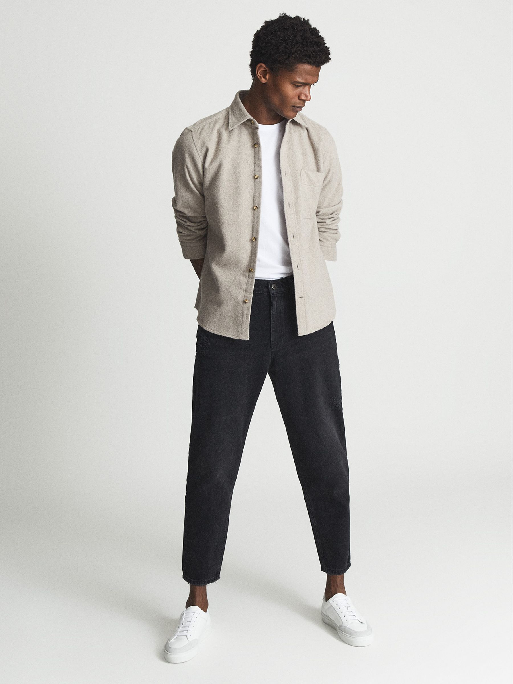 Washed Cropped Jeans in Black - Image 1 of 6