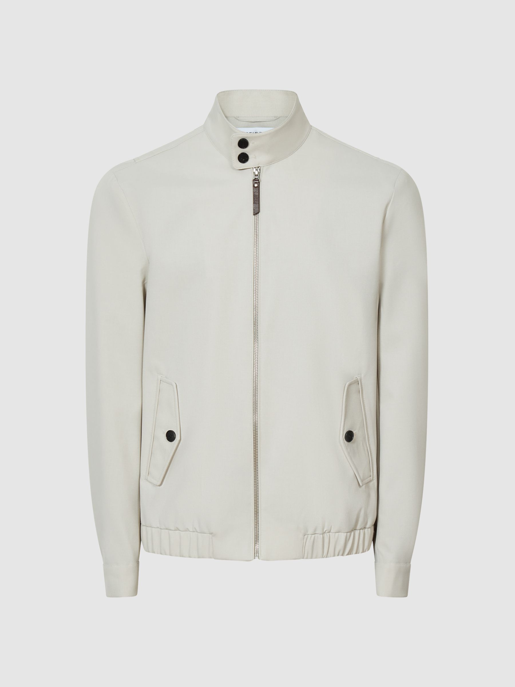 Zip Through Harrington Jacket in Stone - Image 2 of 7