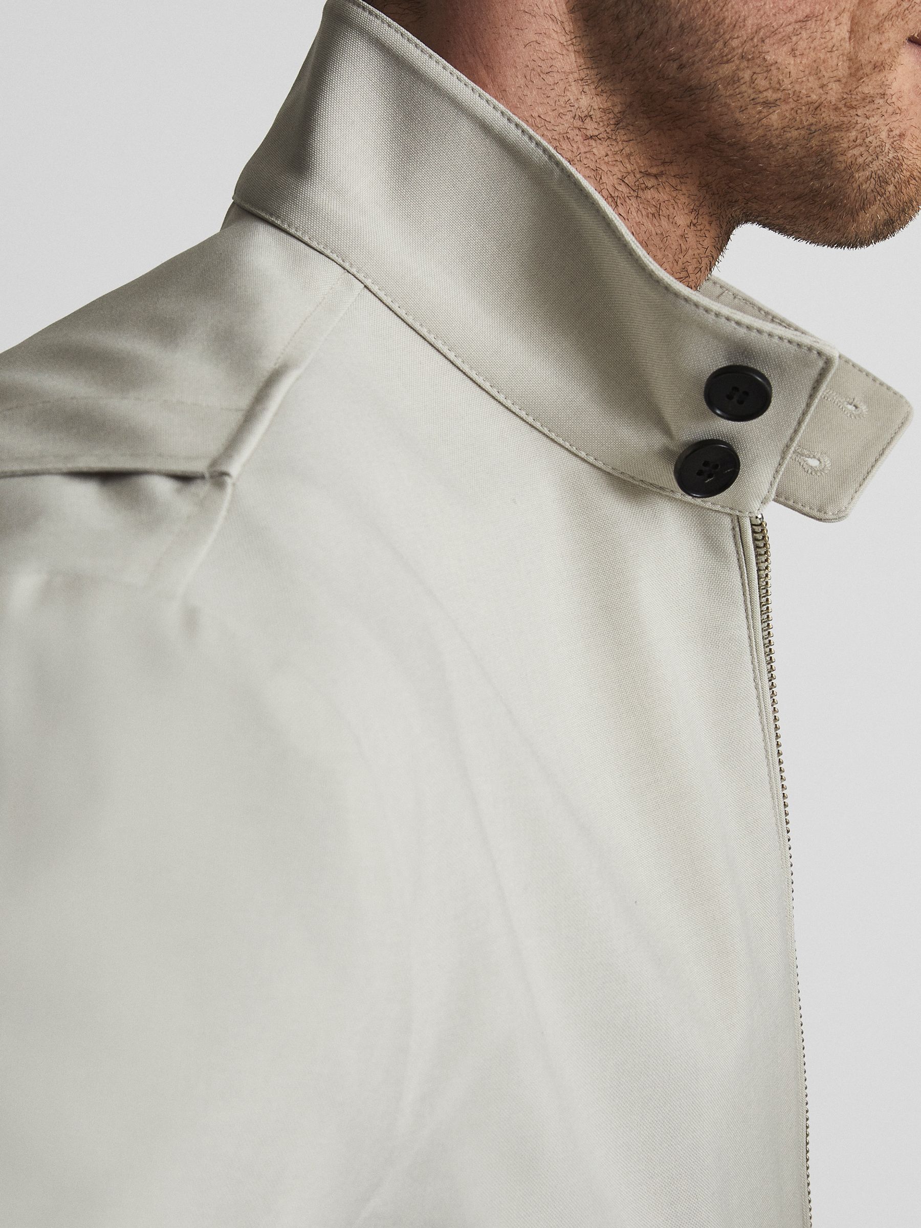 Zip Through Harrington Jacket in Stone - Image 6 of 7