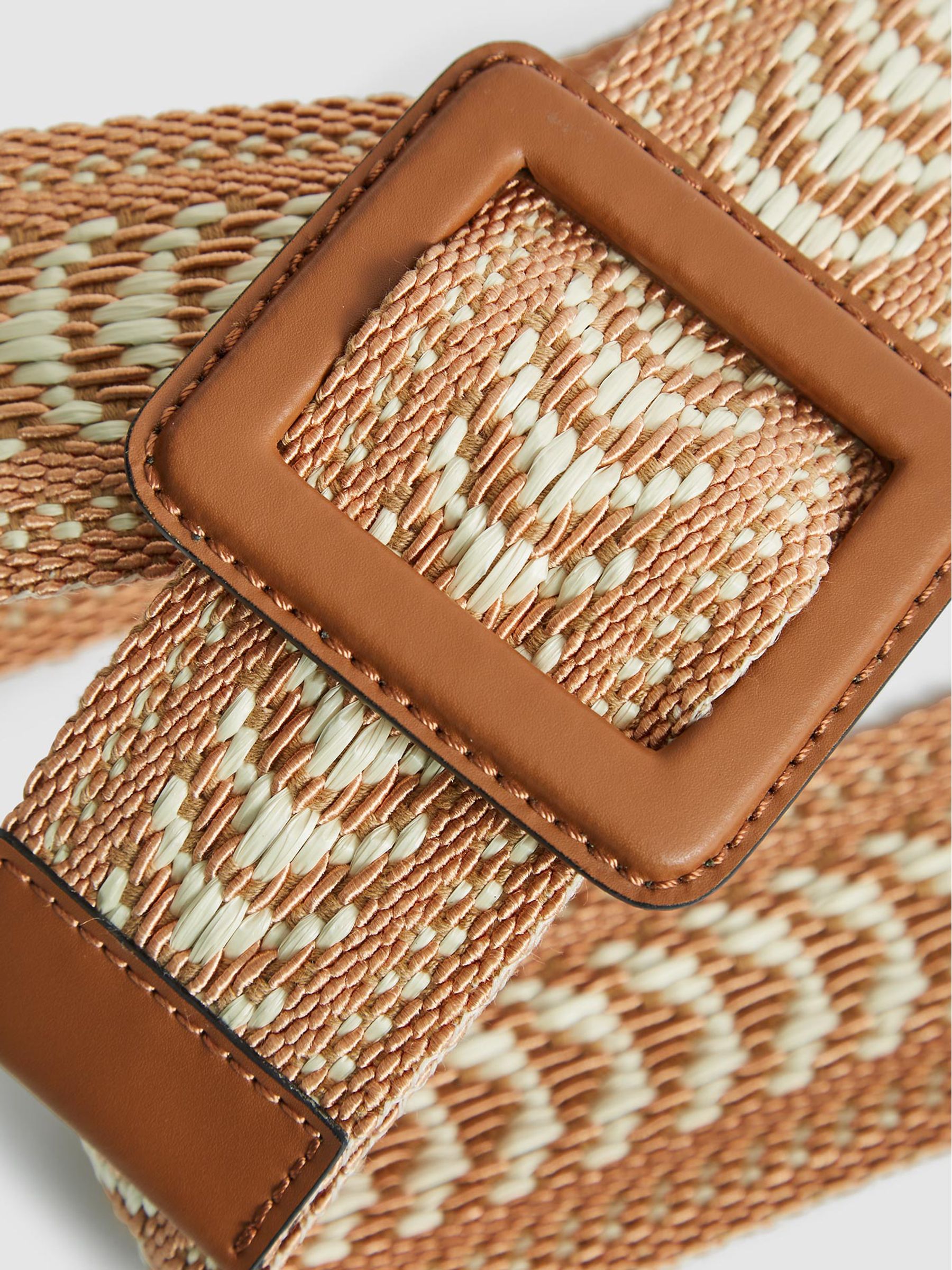 Bi-colour Woven Belt in Tan - Image 4 of 6