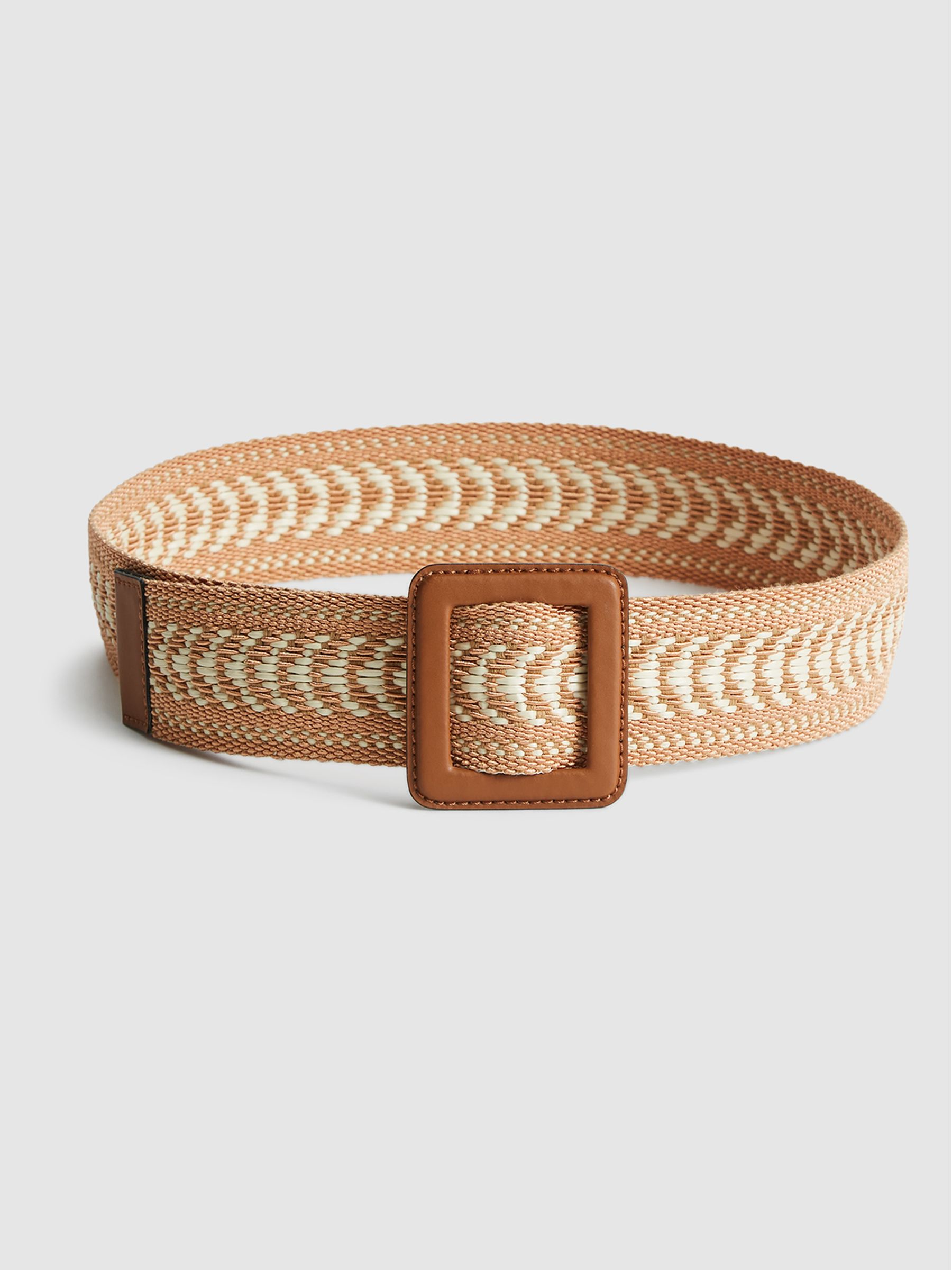 Bi-colour Woven Belt in Tan - Image 6 of 6