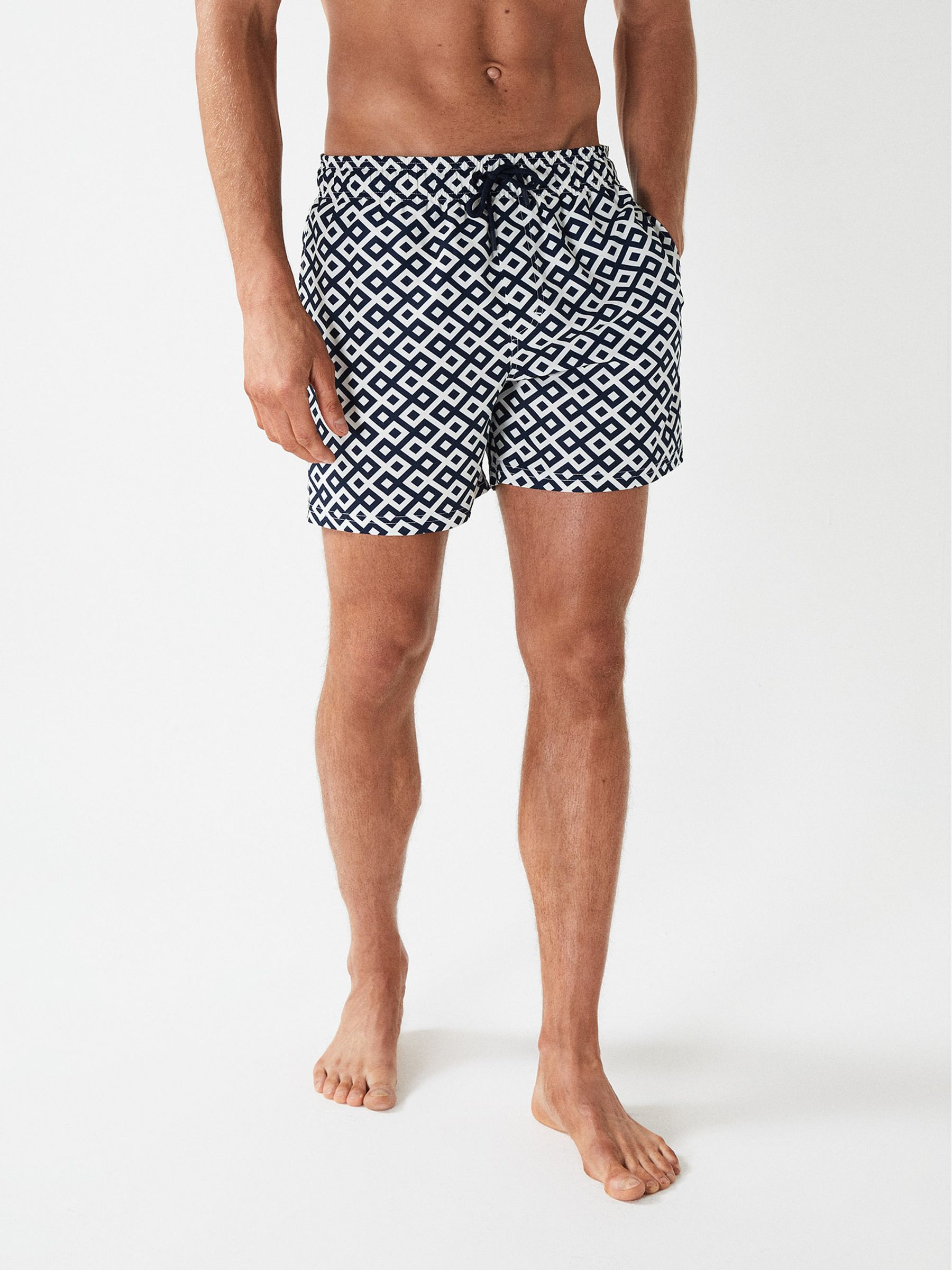 Geo Printed Swim Shorts in Navy - Image 5 of 6