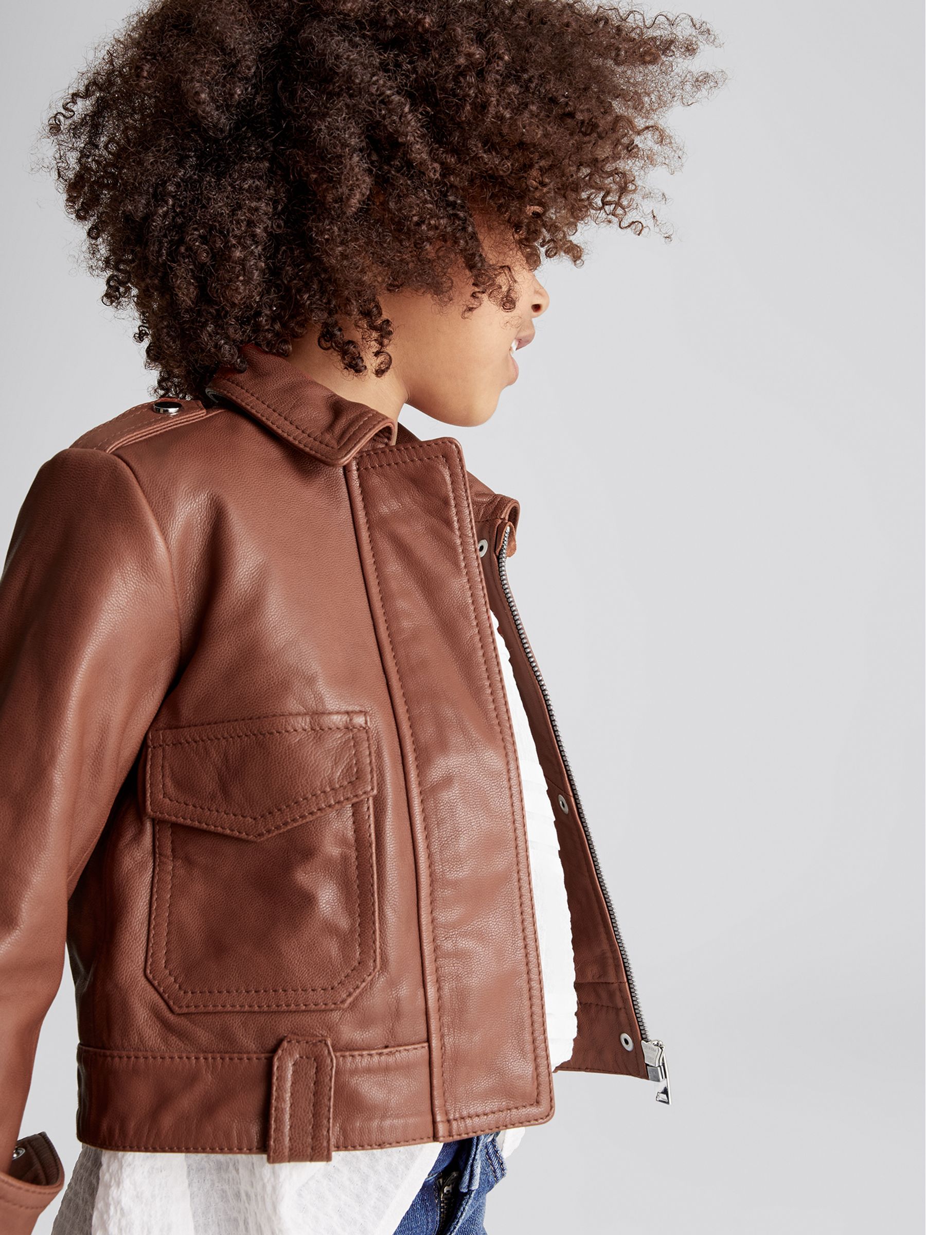 Leather Jacket in Tan - Image 1 of 7