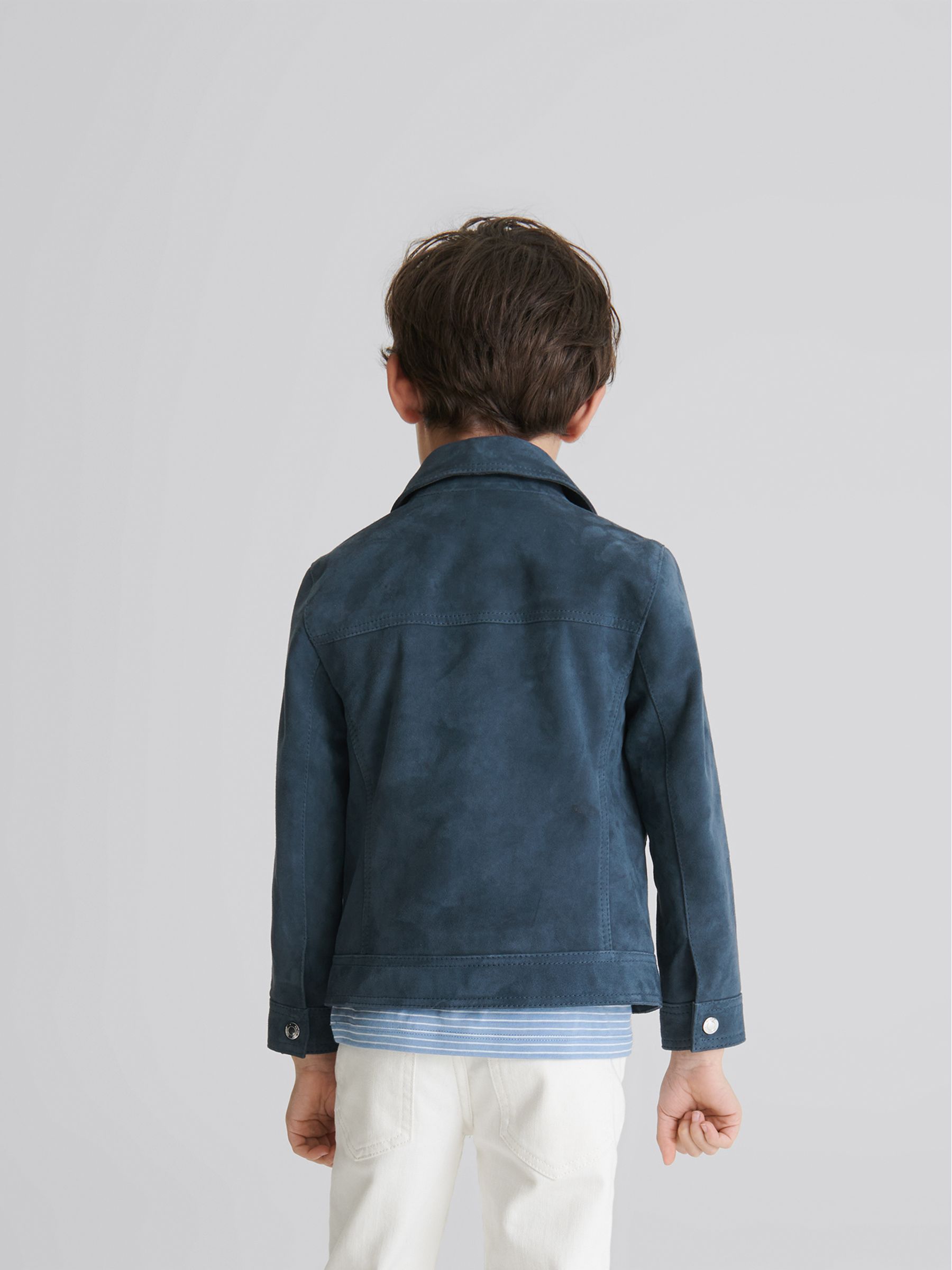 Suede Zip Through Jacket in Blue - Image 5 of 7