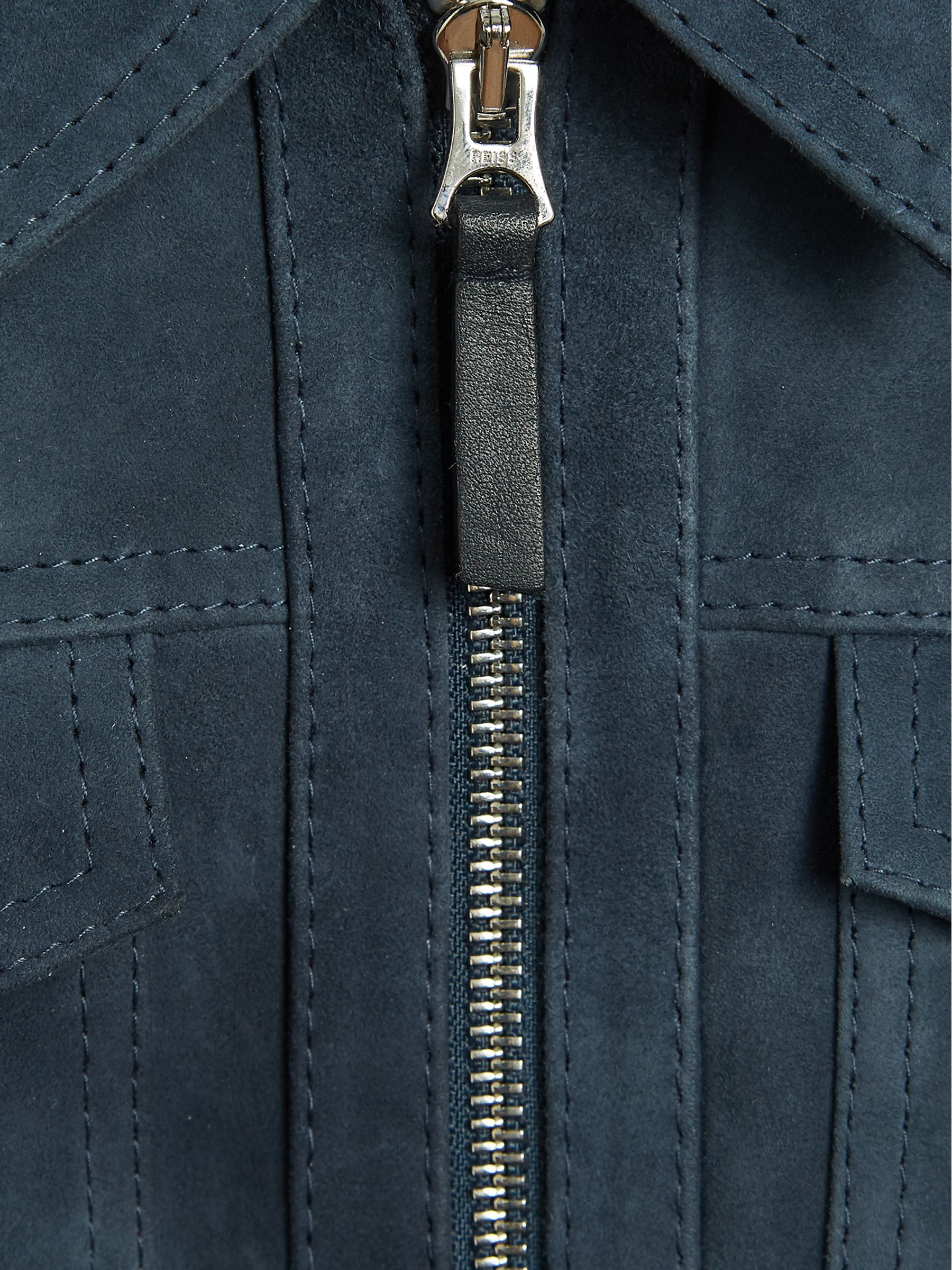 Suede Zip Through Jacket in Blue - Image 7 of 7