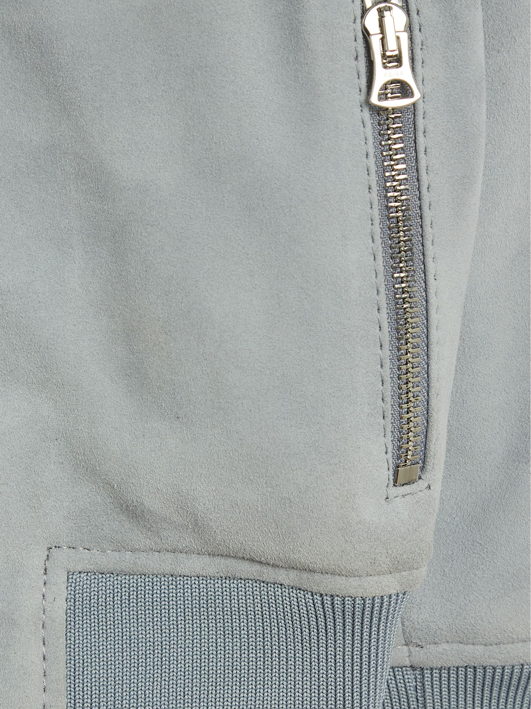 Suede Bomber Jacket in Soft Blue - Image 7 of 7