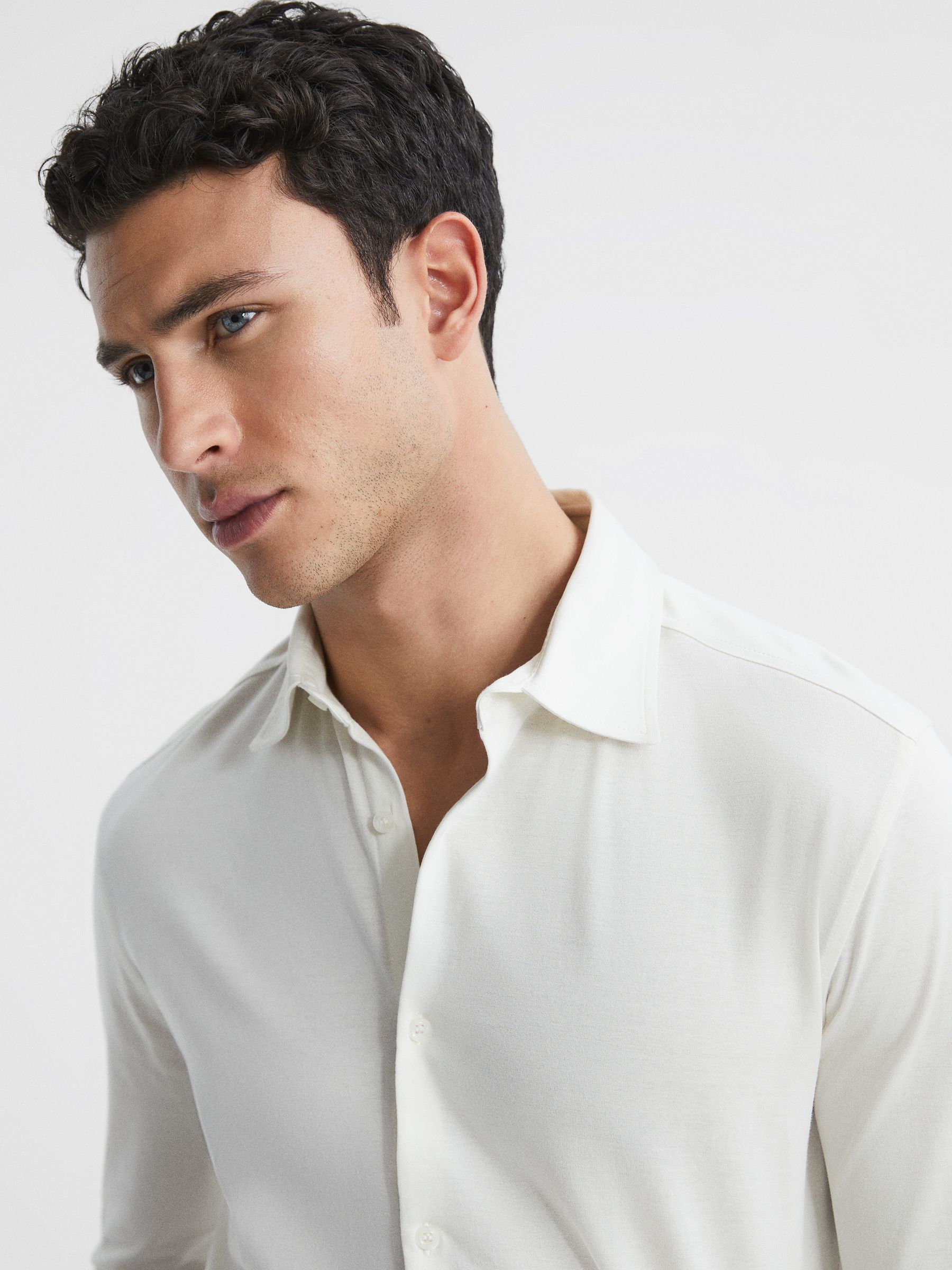 Mercerised Jersey Shirt in Ecru - Image 4 of 7