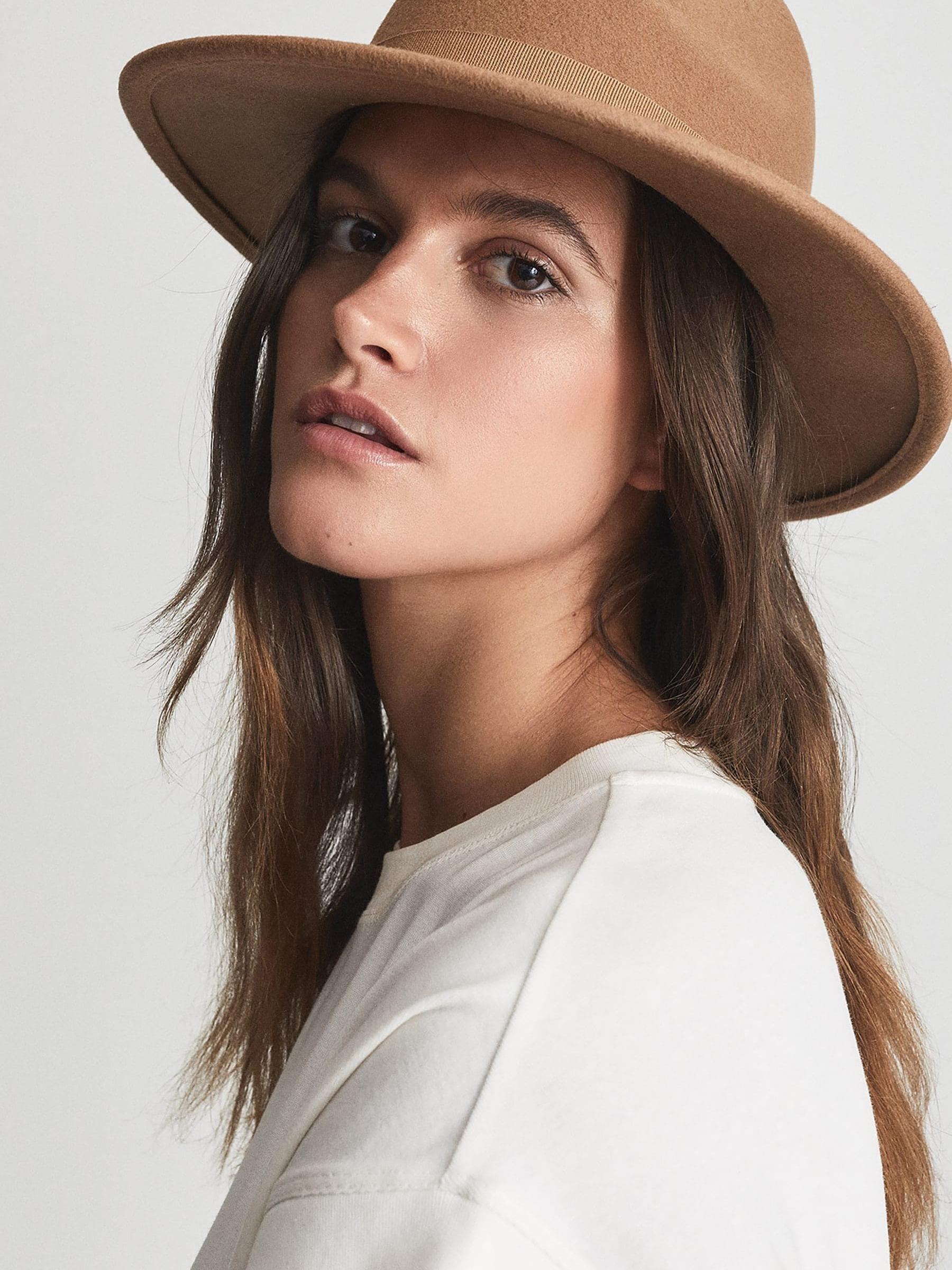 Wool Fedora Hat in Camel - Image 2 of 4