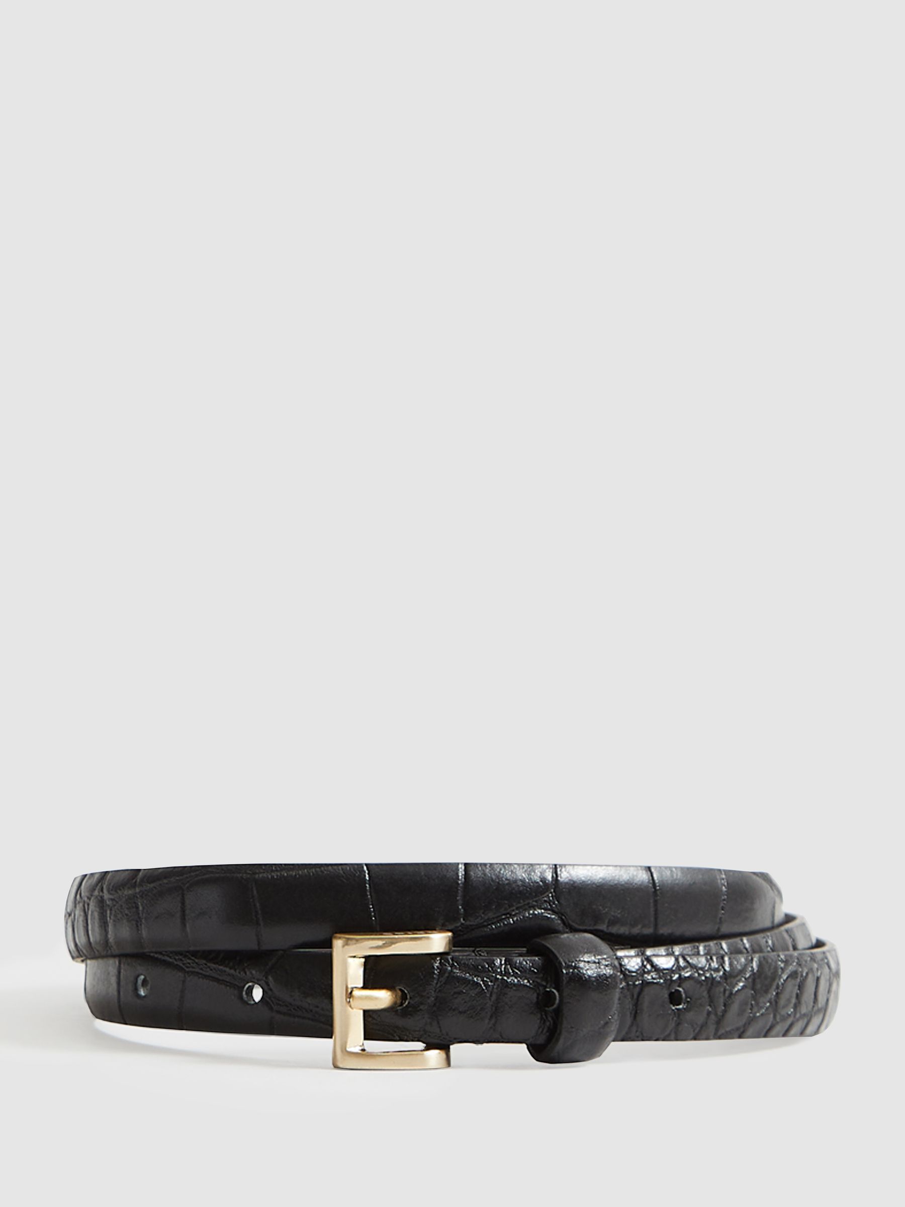 Mini Leather Belt in Black - Image 1 of 7