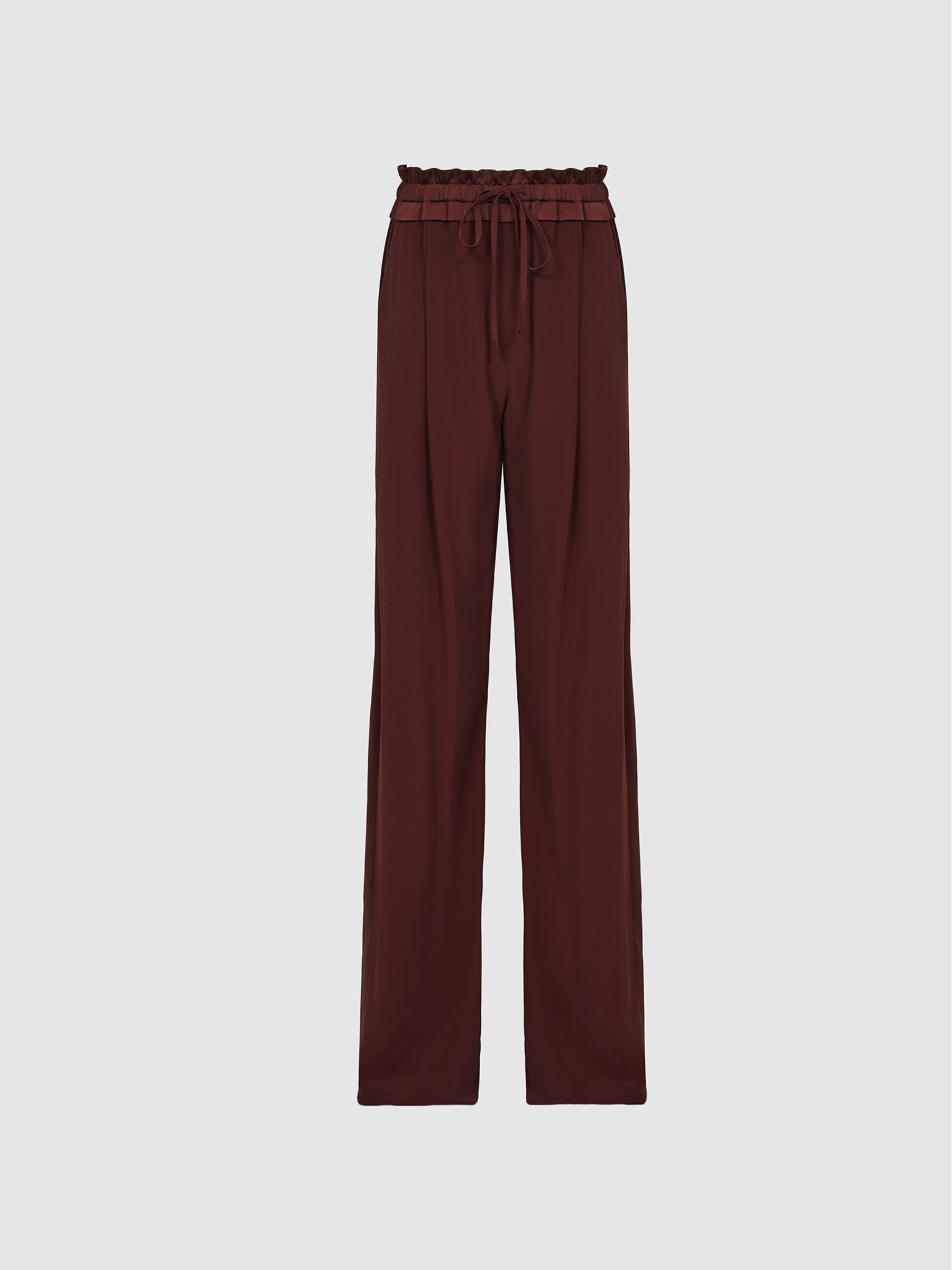 Wide Leg Pull-On Trousers in Burgundy - Image 2 of 6