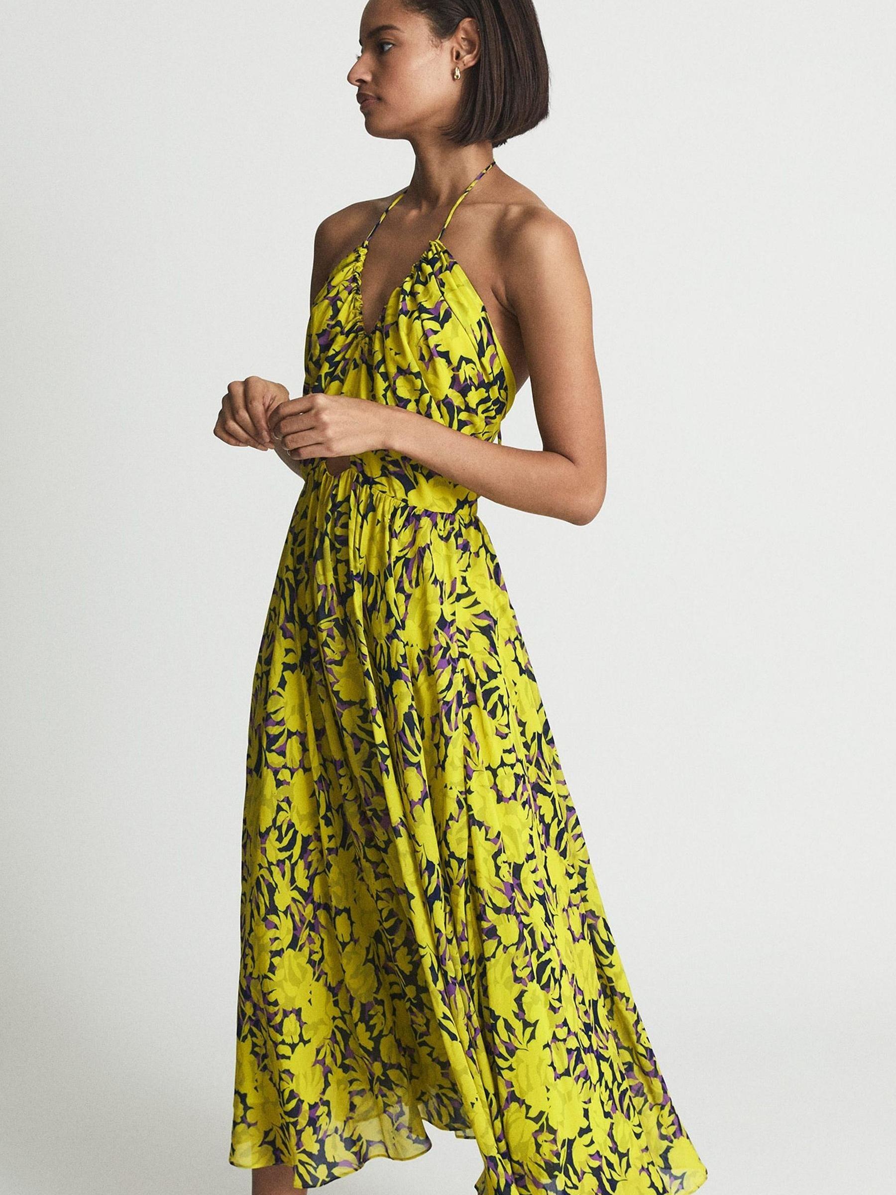 Lime Print Midi Dress in Yellow - Image 1 of 1
