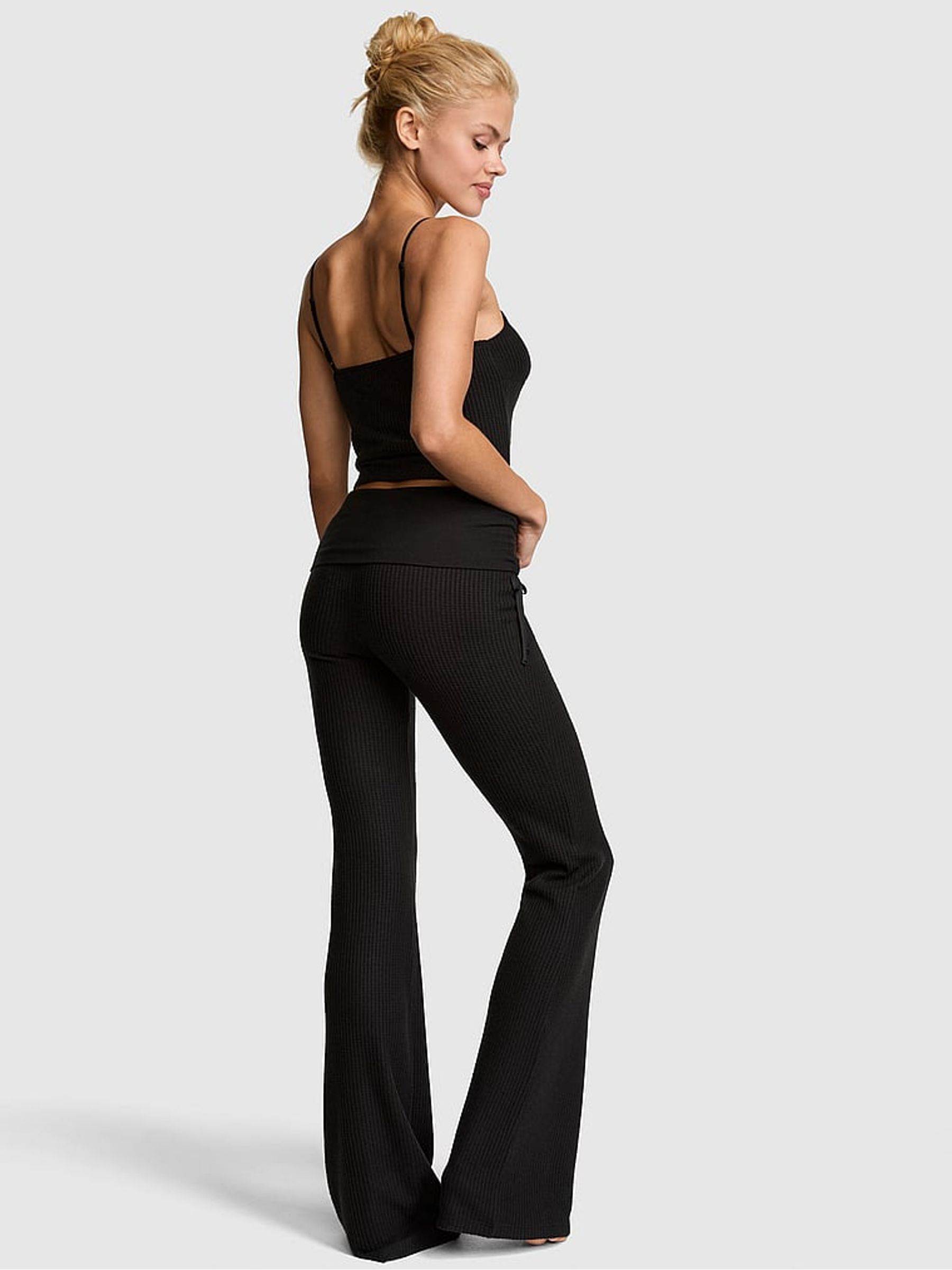 Black Waffle Long Pyjama Set - Image 2 of 2