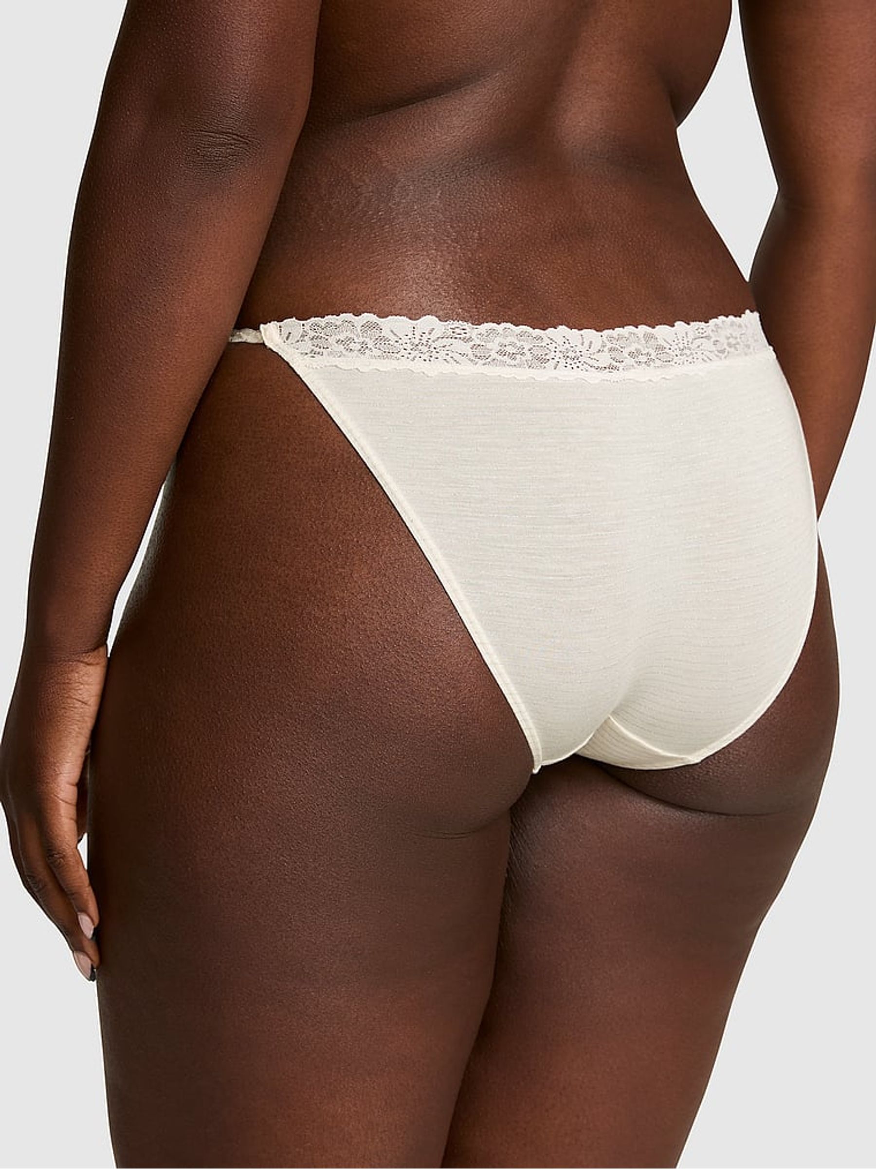 Cosy White Shine Bikini Cotton Heather Lace Trim Knickers - Image 2 of 2 Cosy White Shine Bikini Cotton Heather Lace Trim Knickers - Image 2 of 2