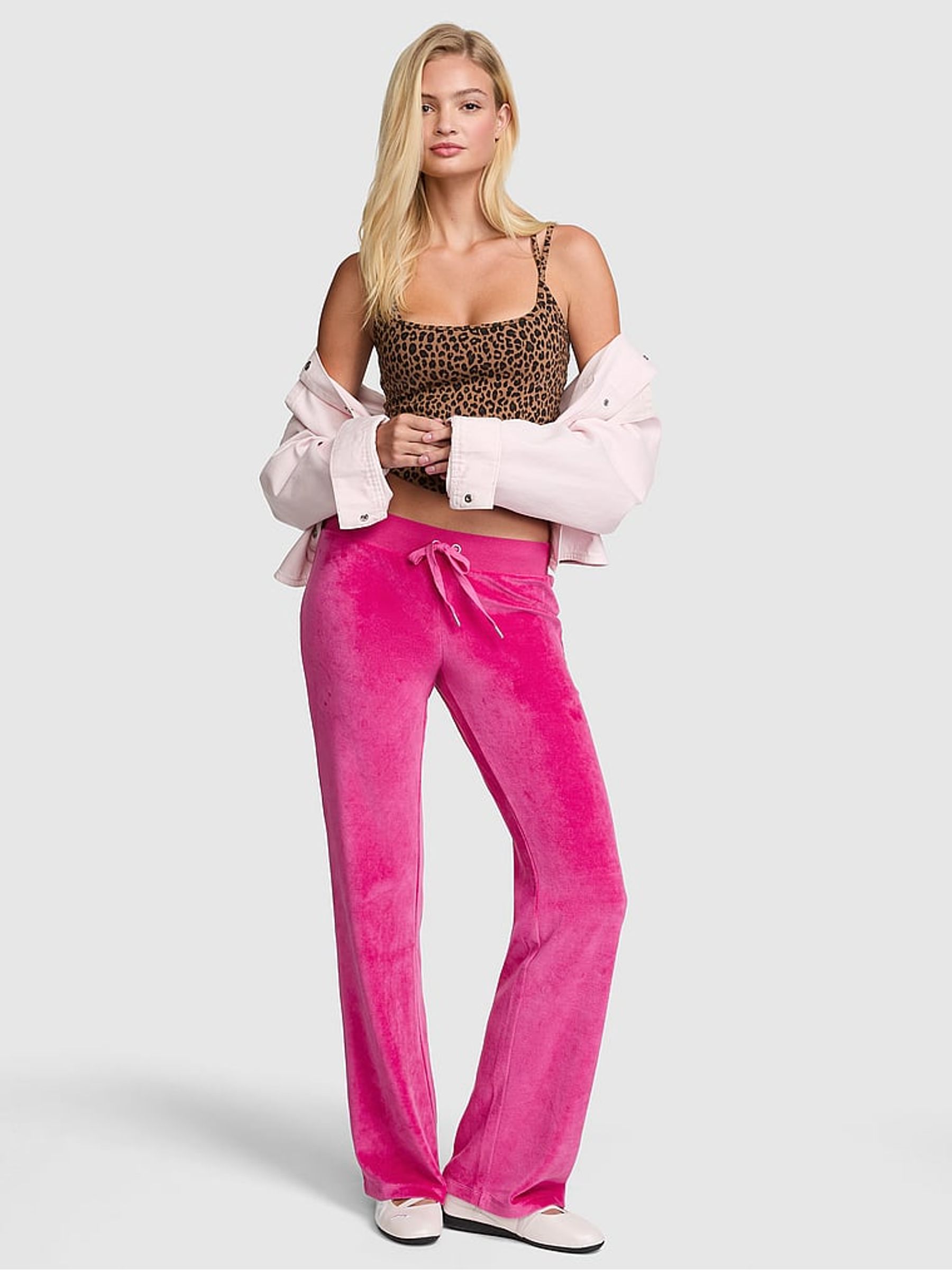 Pink Fire Flared Velour Low Rise Joggers - Image 2 of 3 Pink Fire Flared Velour Low Rise Joggers - Image 2 of 3