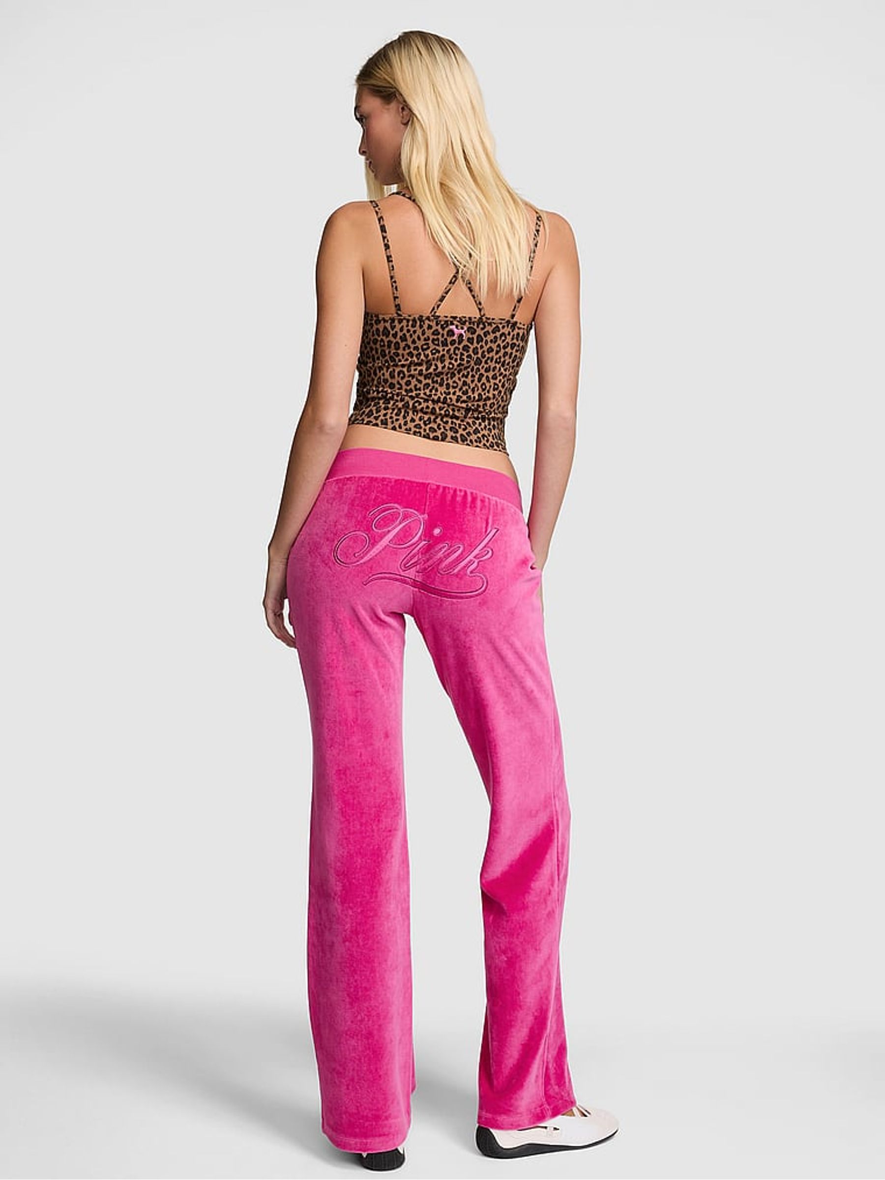 Pink Fire Flared Velour Low Rise Joggers - Image 3 of 3 Pink Fire Flared Velour Low Rise Joggers - Image 3 of 3