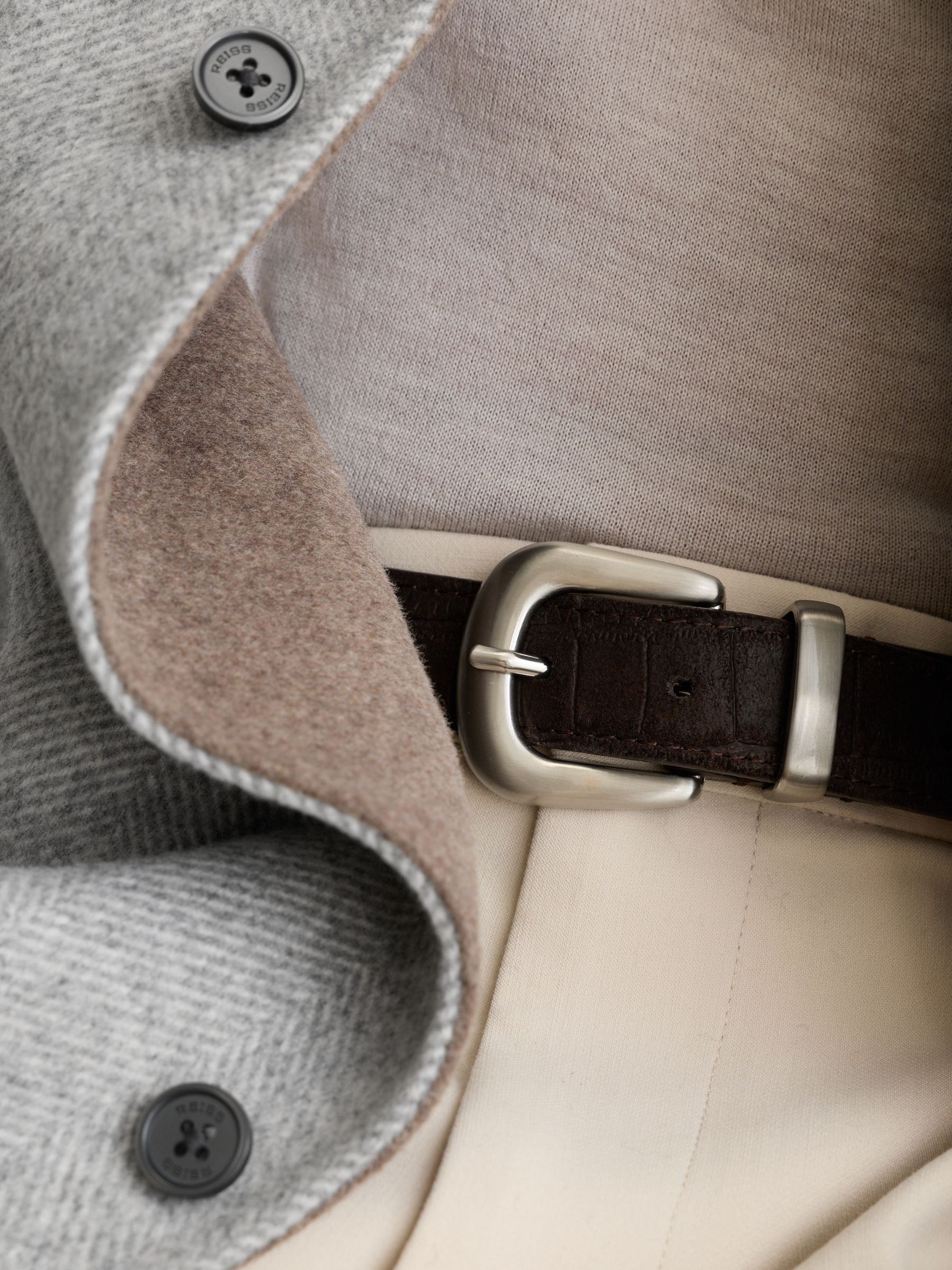 Wool-Blend Herringbone Blind-Seam Overshirt in Soft Grey - Image 5 of 8