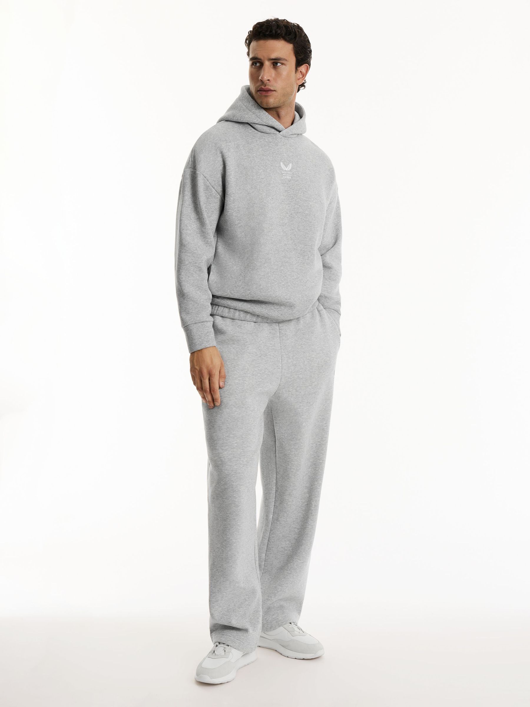 Reiss | Sweat-shirt à capuche Castore coupe décontractée en gris clair chiné/blanc Castore - Image 1 de 7