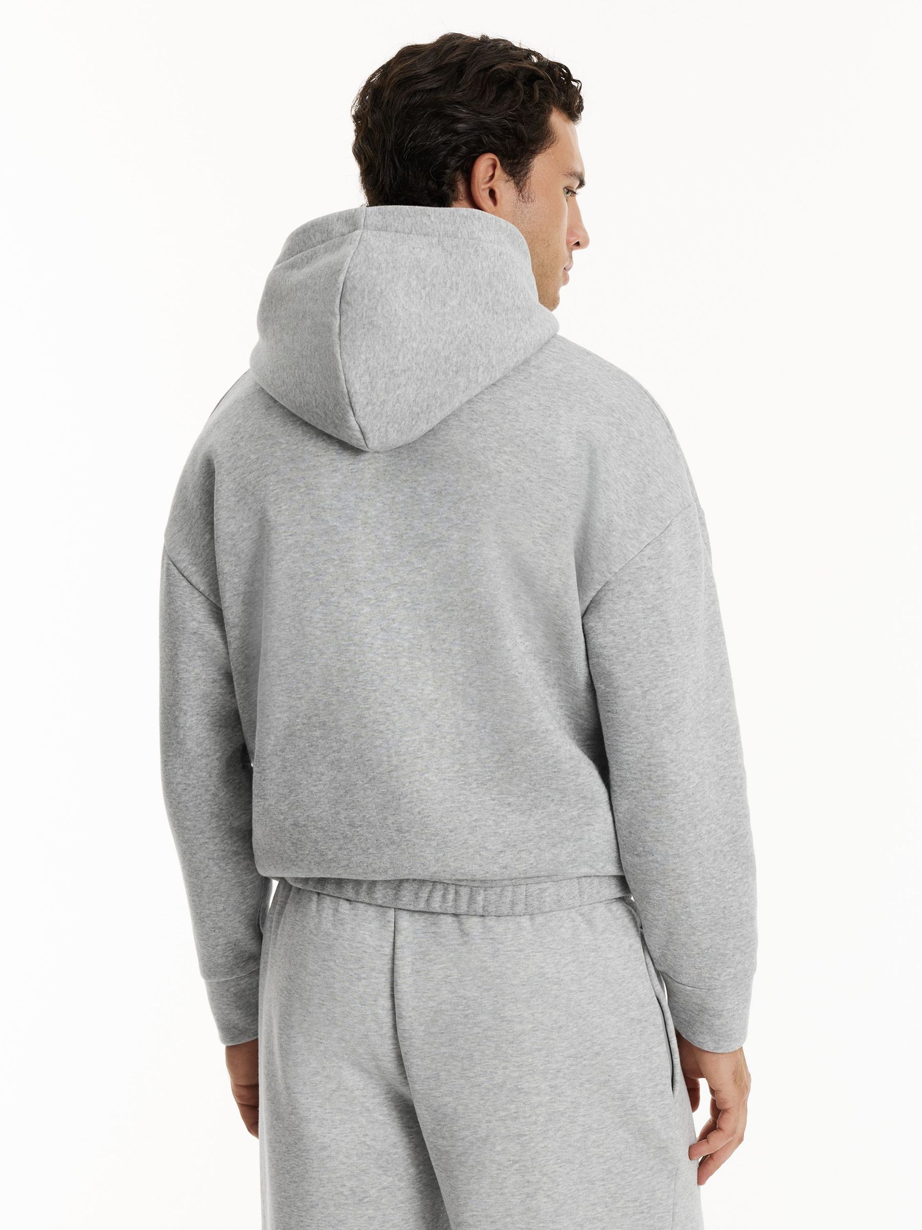 Reiss | Sweat-shirt à capuche Castore coupe décontractée en gris clair chiné/blanc Castore - Image 5 de 7