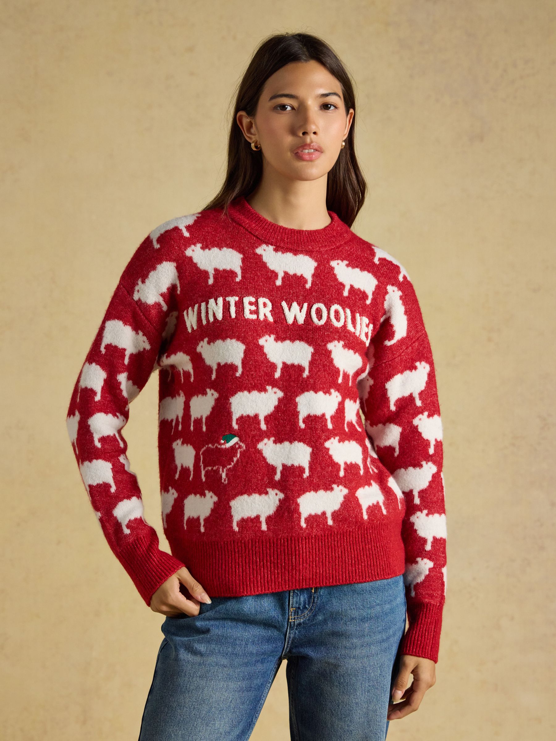 Red Sheep Icon Crew Neck Knitted Jumper - Image 1 of 5