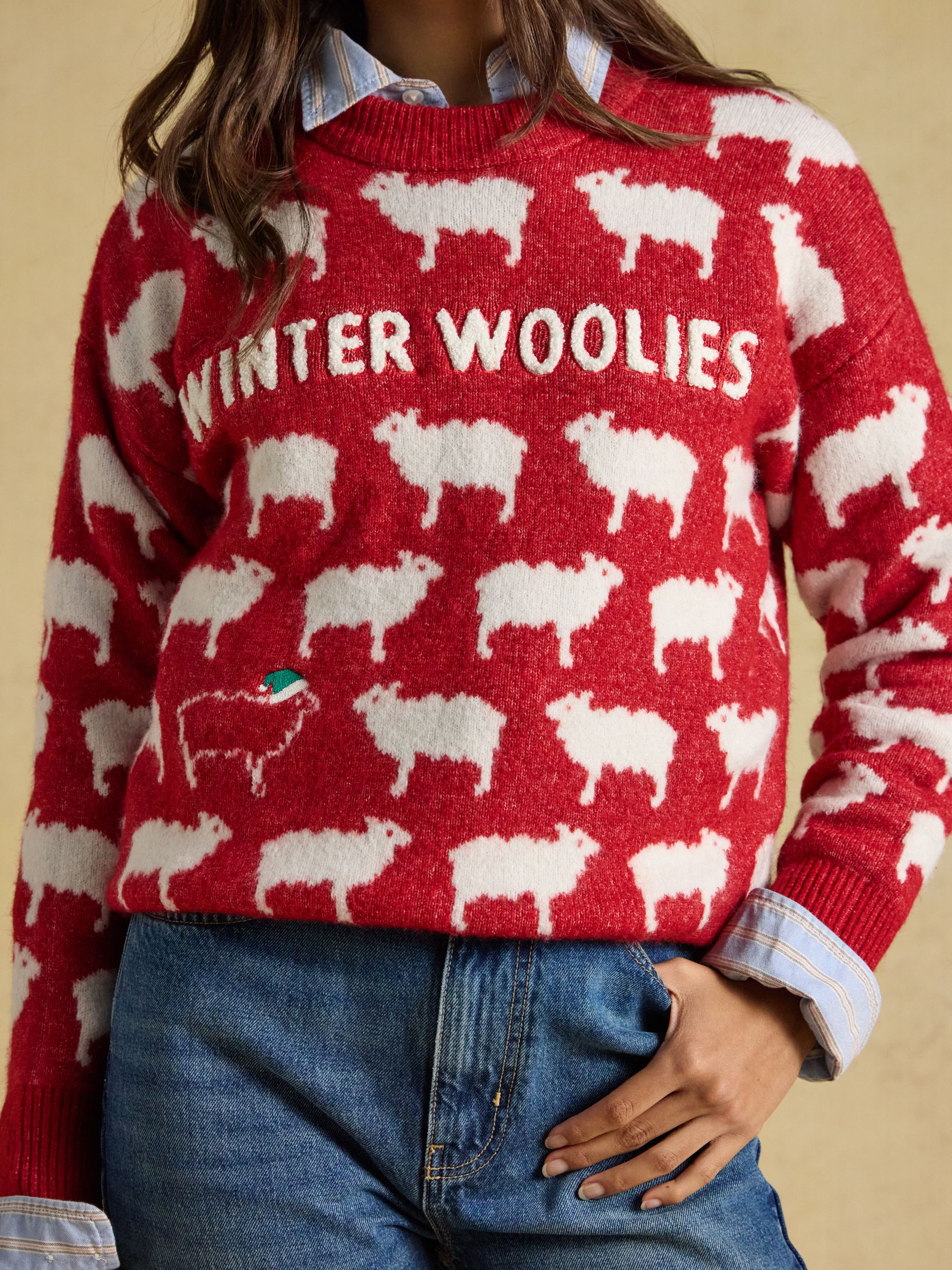 Red Sheep Icon Crew Neck Knitted Jumper - Image 2 of 5