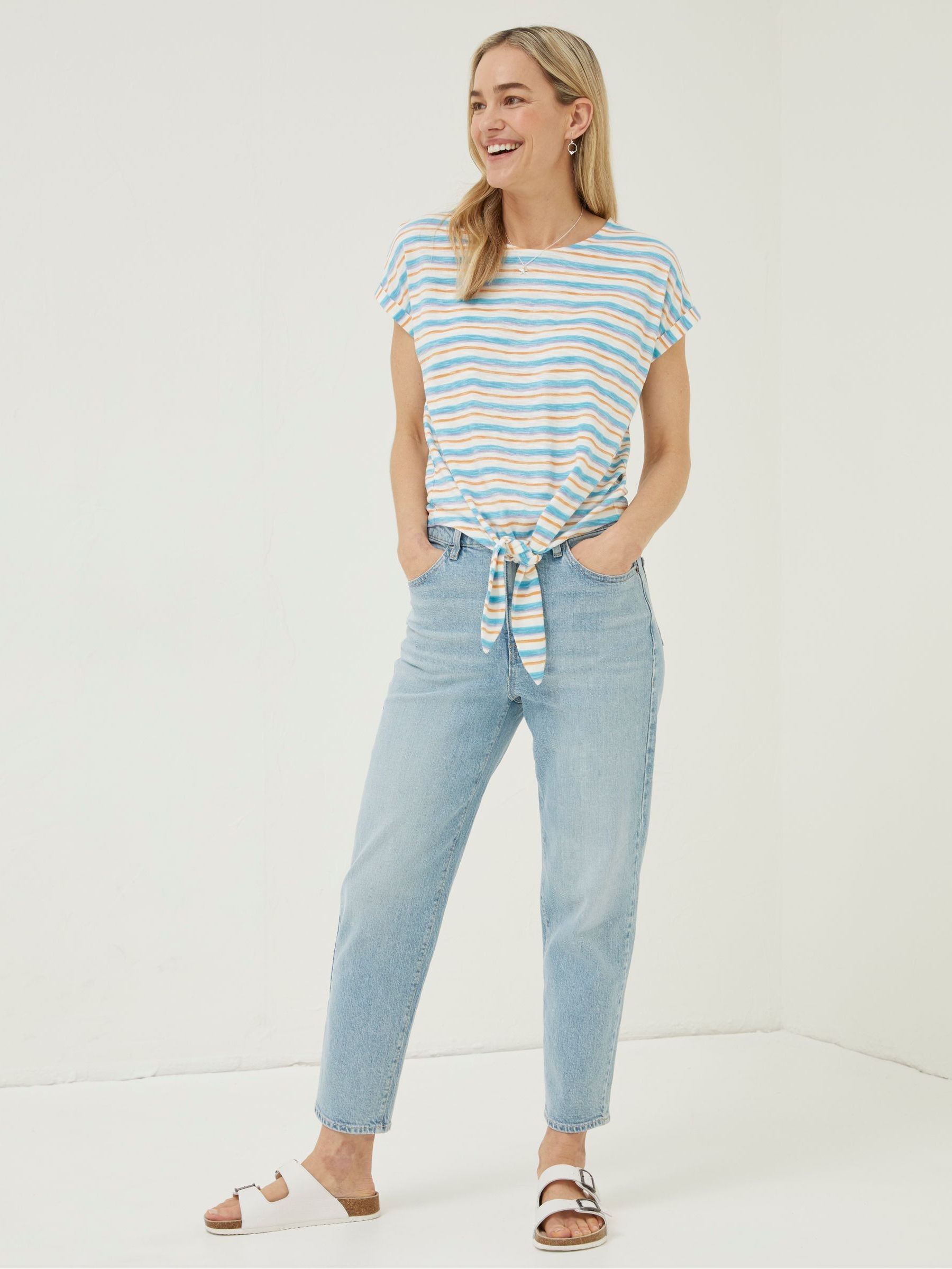 Blue Fran Stripe Tie Front Top - Image 3 of 5