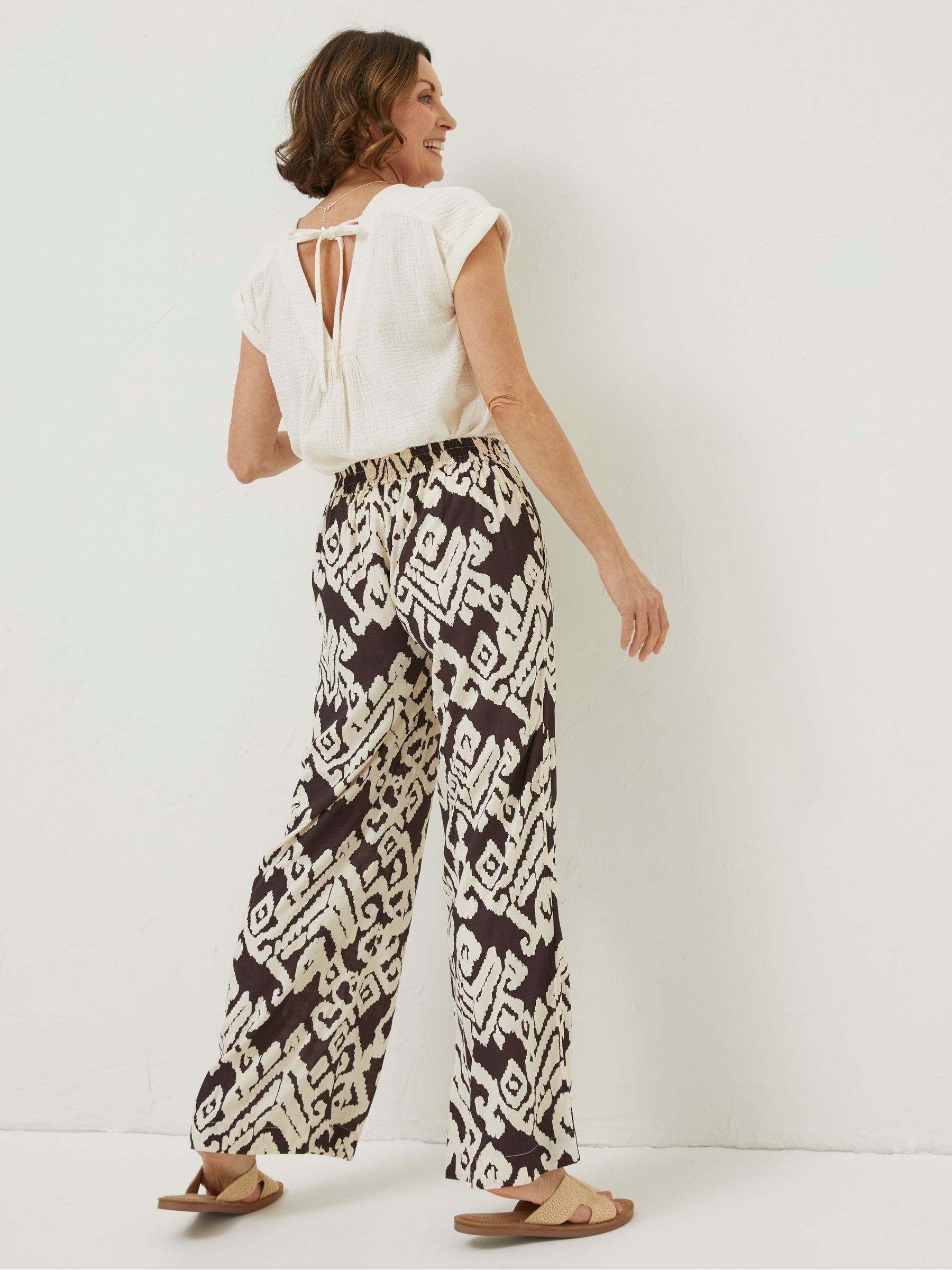 Brown Bold Ikat Isla Wide Leg Trousers - Image 2 of 5