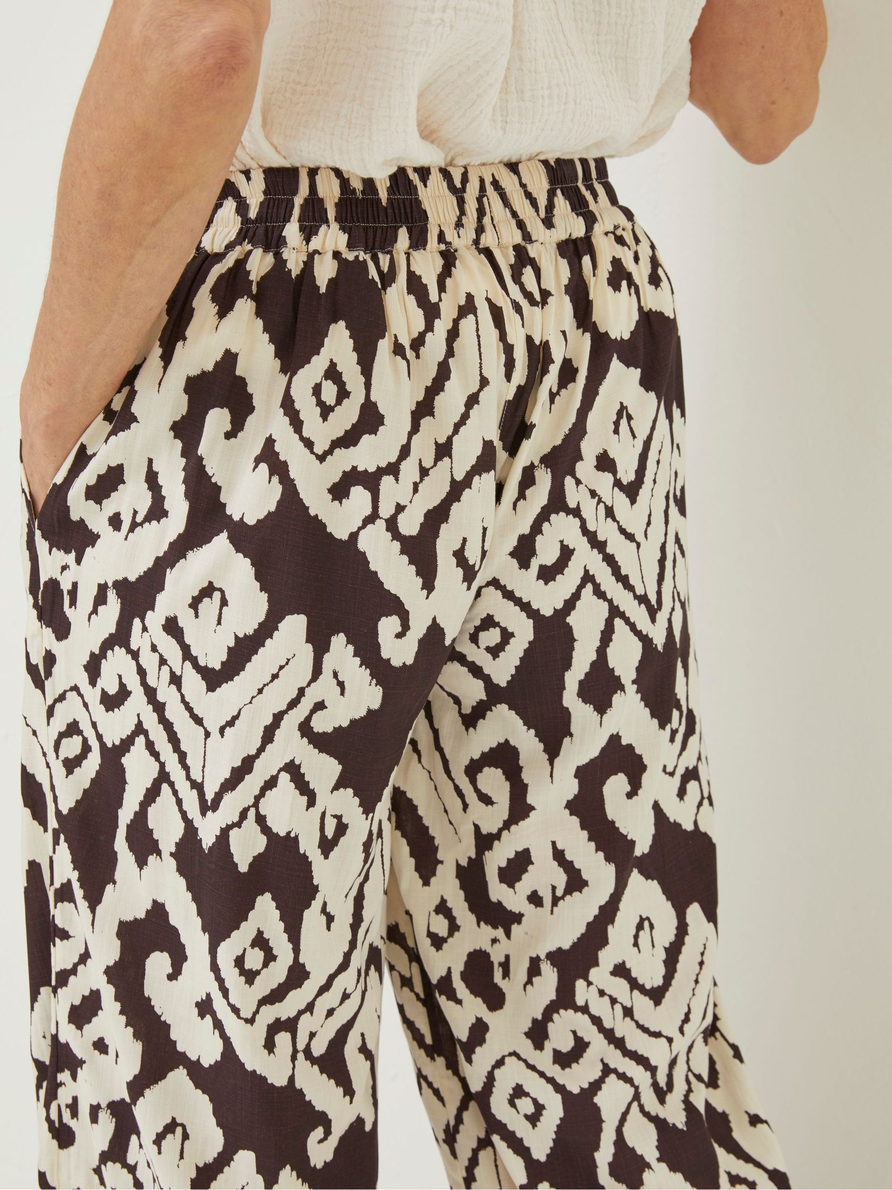 Brown Bold Ikat Isla Wide Leg Trousers - Image 4 of 5