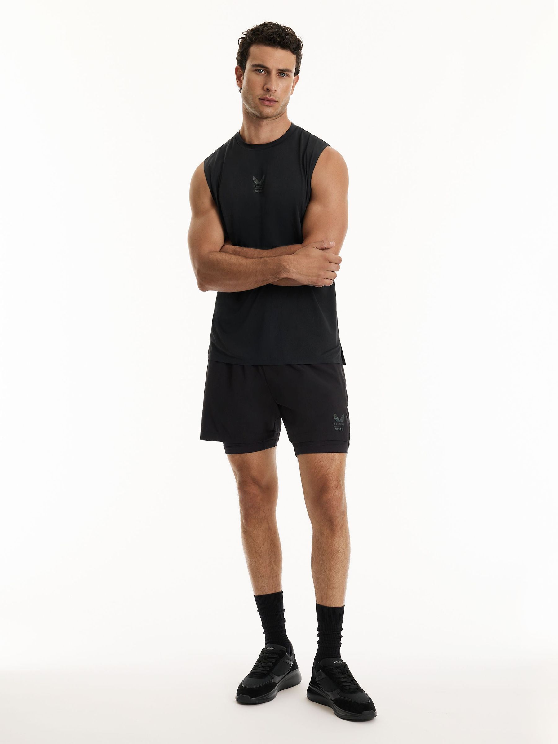 Reiss | Castore 2-in-1 Technical Training Shorts in Black - Image 4 de 10